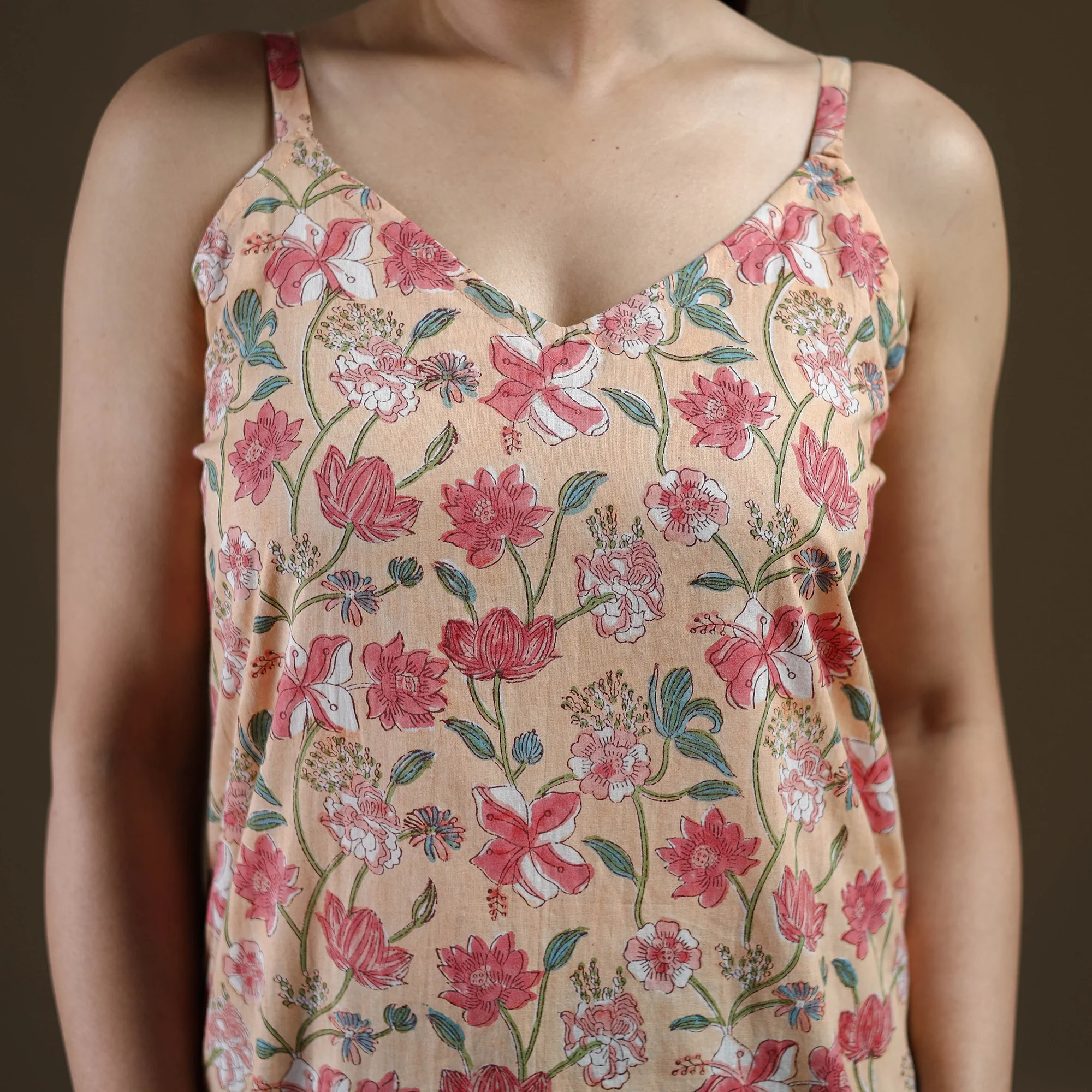 Beige - Sanganeri Hand Block Print Cotton Straight Kurta for women 22 - Image 4