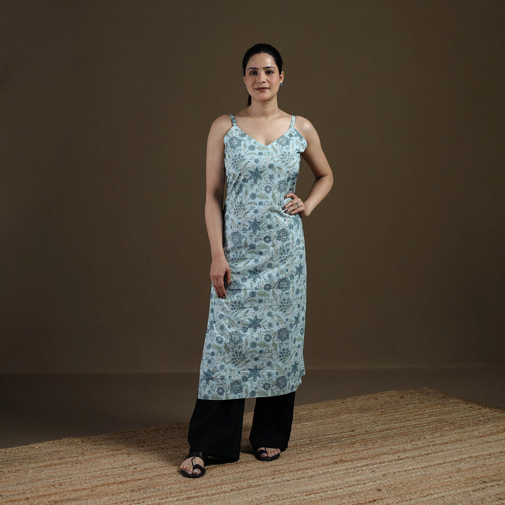 Blue - Sanganeri Hand Block Print Cotton Straight Kurta for women 23 - Image 2