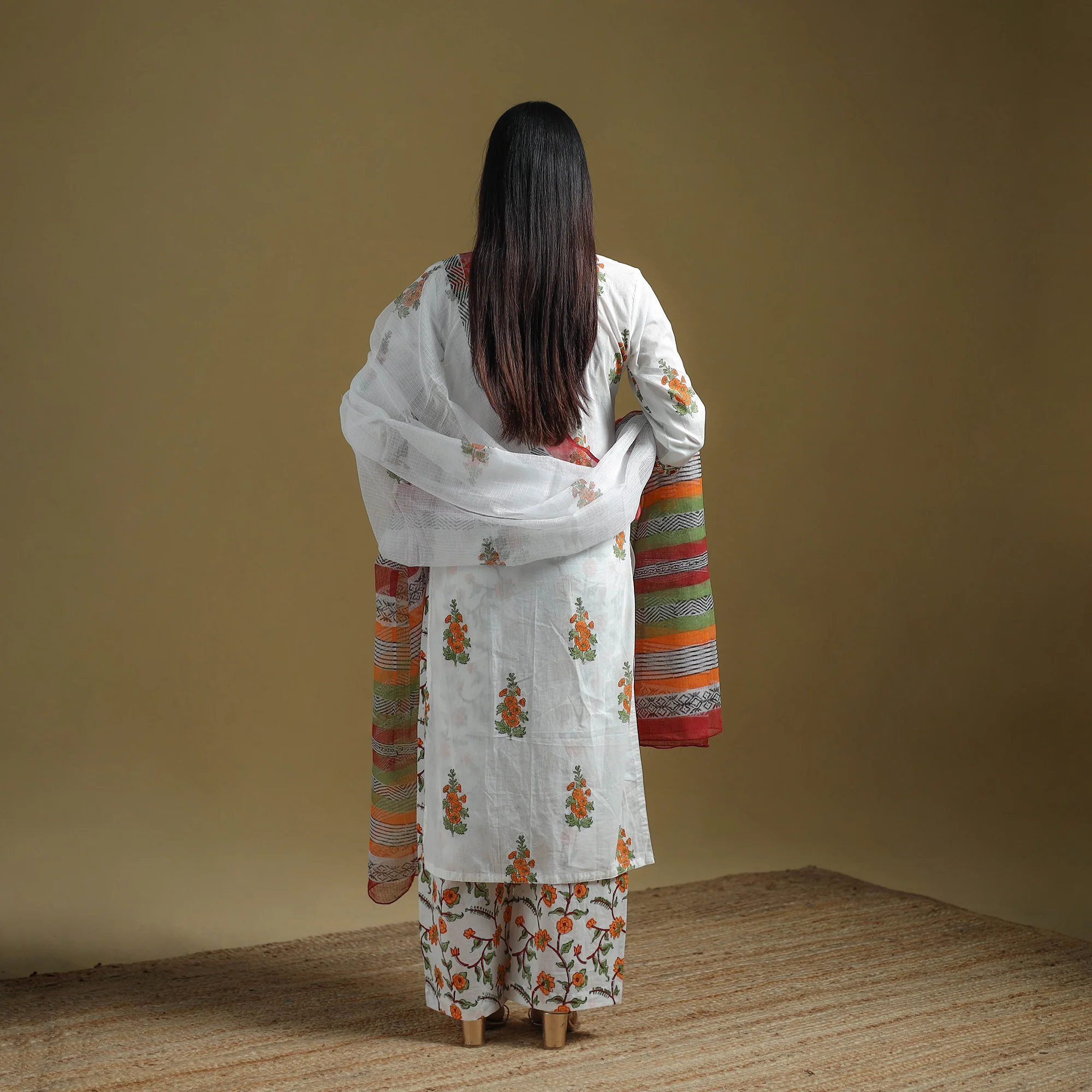 Multicolor - Sanganeri Hand Block Print Cotton Suit Set with Dupatta for women 22 - Image 4