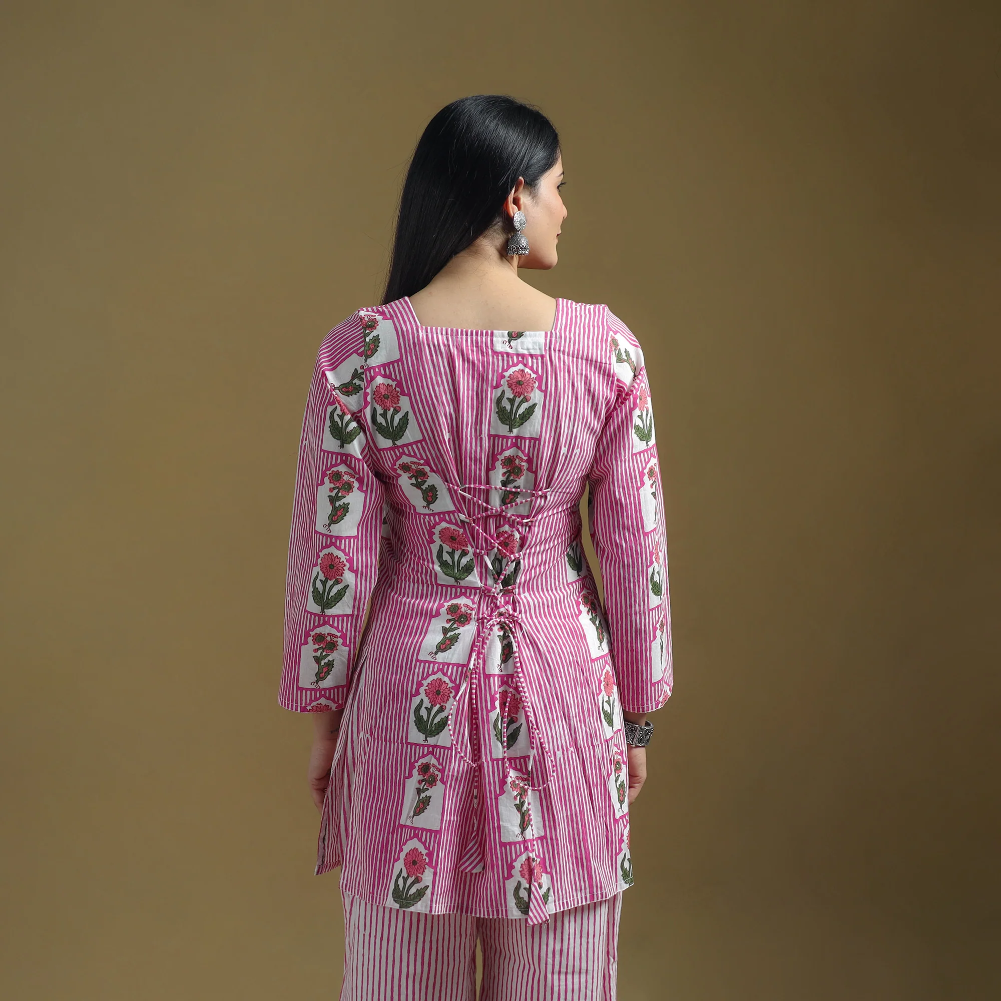 Pink - Sanganeri Hand Block Print Cotton Suit Set with Dupatta for women 26 - Image 4
