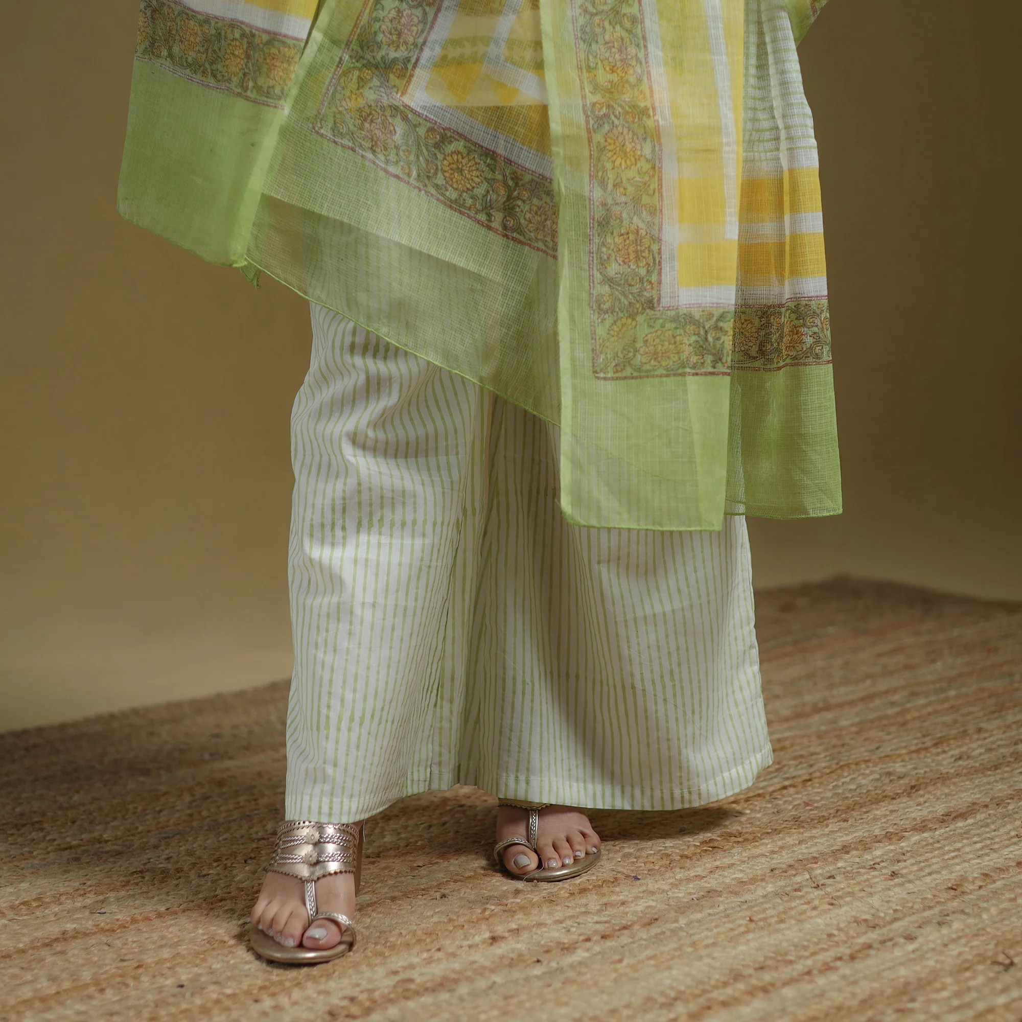 Green - Sanganeri Hand Block Print Cotton Suit Set with Dupatta for women 28 - Image 5