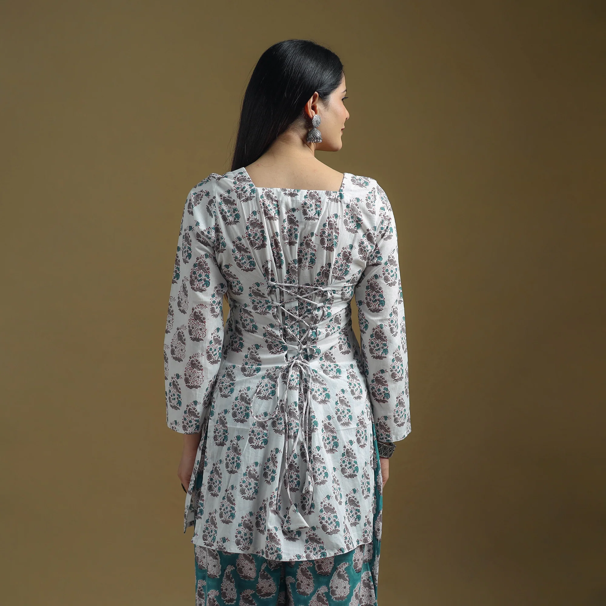 Green - Sanganeri Hand Block Print Cotton Suit Set with Dupatta for women 30 - Image 4