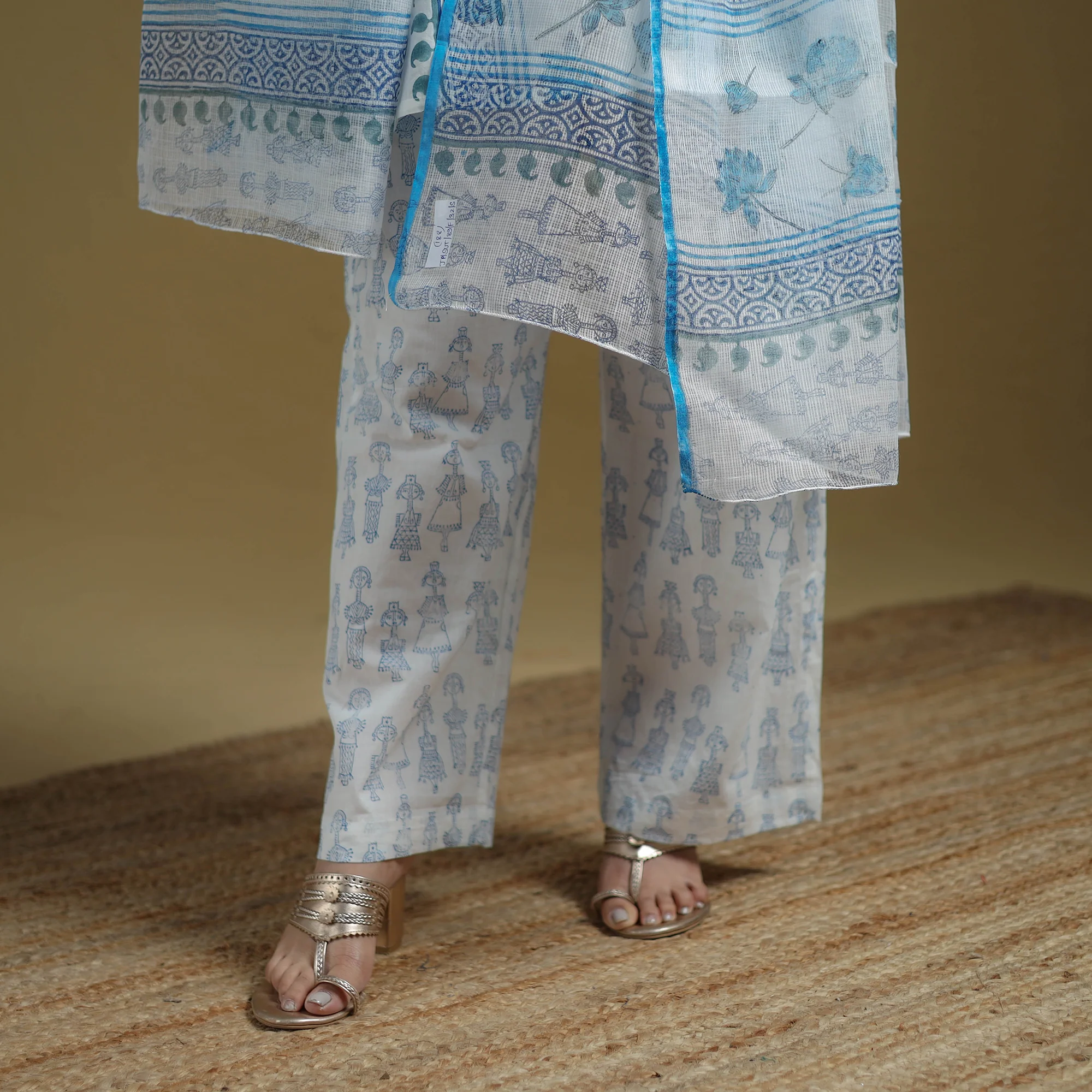Blue - Sanganeri Hand Block Print Cotton Suit Set with Dupatta for women 32 - Image 4