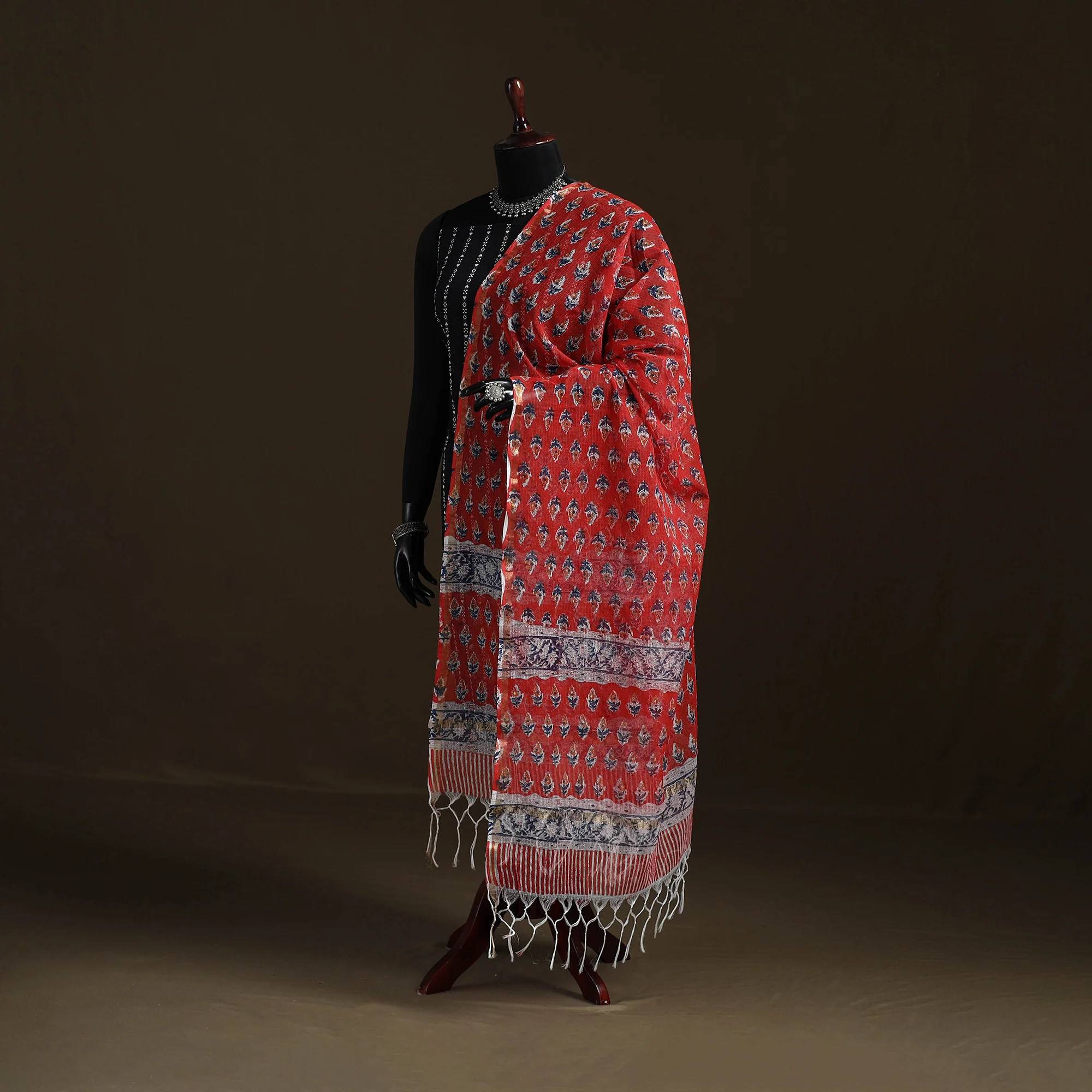 Sanganeri Hand Block Print Kota Doria Cotton Dupatta 62