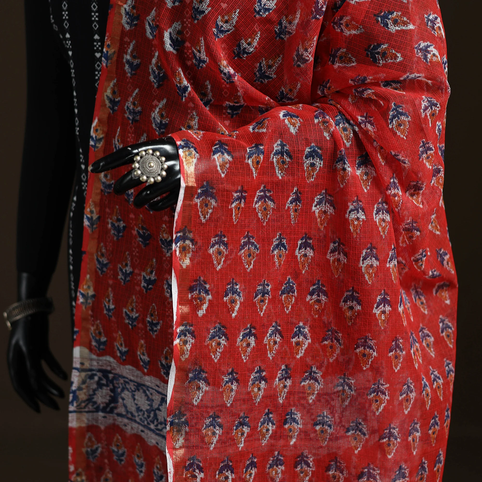 Sanganeri Hand Block Print Kota Doria Cotton Dupatta 62 - Image 3