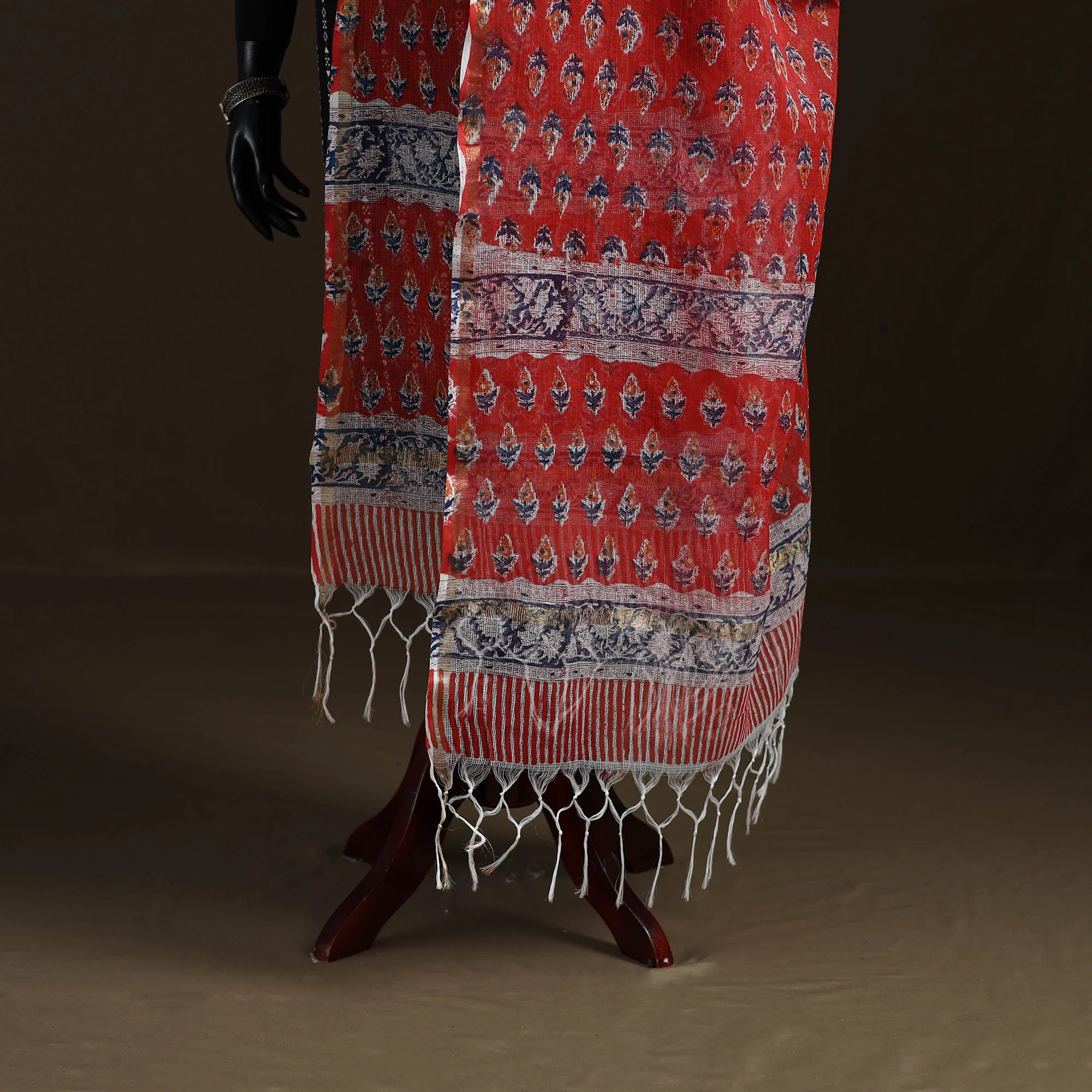 Sanganeri Hand Block Print Kota Doria Cotton Dupatta 62 - Image 4