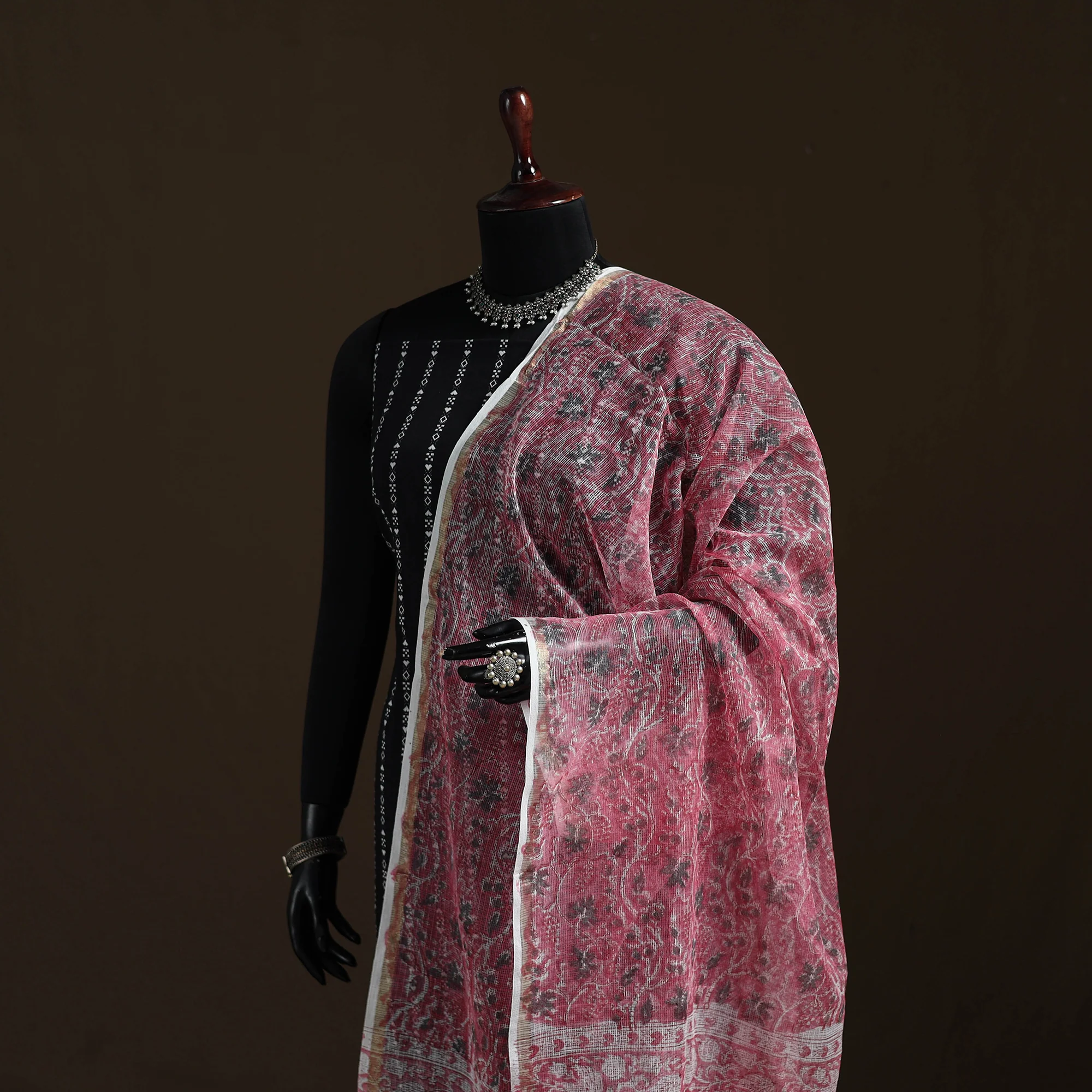 Sanganeri Hand Block Print Kota Doria Cotton Dupatta 63 - Image 2