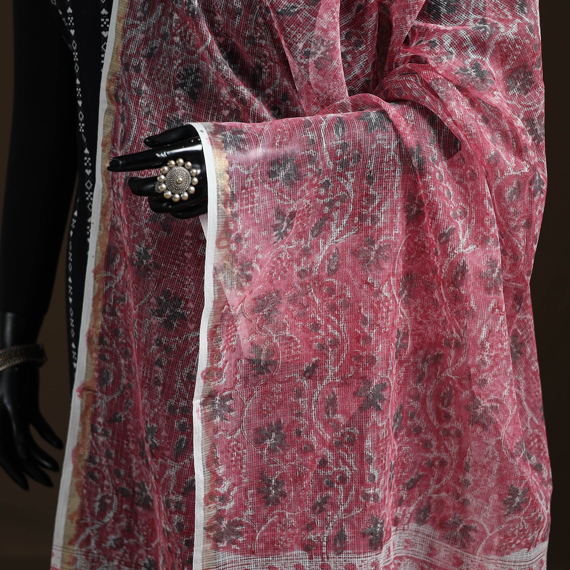 Sanganeri Hand Block Print Kota Doria Cotton Dupatta 63 - Image 3