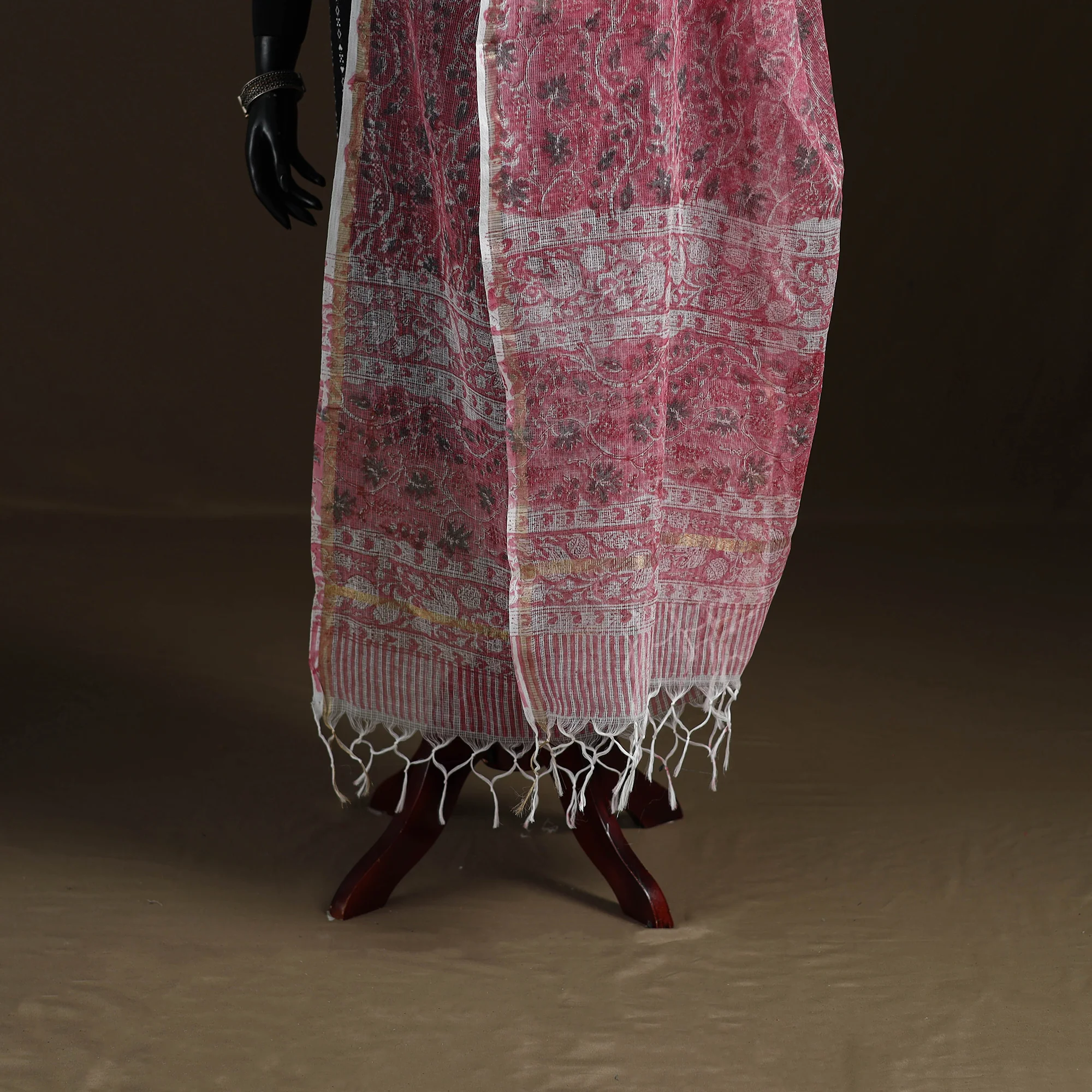 Sanganeri Hand Block Print Kota Doria Cotton Dupatta 63 - Image 4