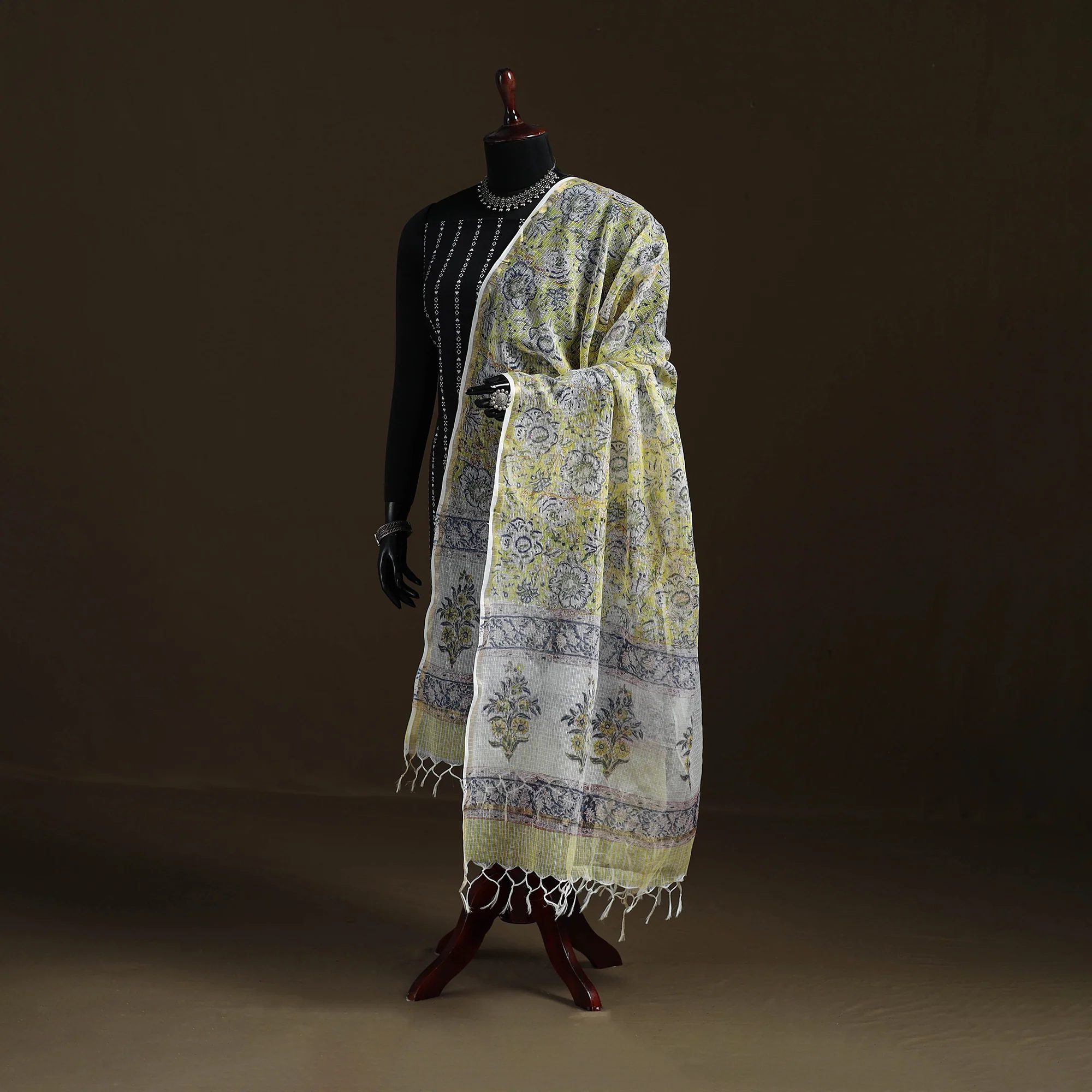 Sanganeri Hand Block Print Kota Doria Cotton Dupatta 64