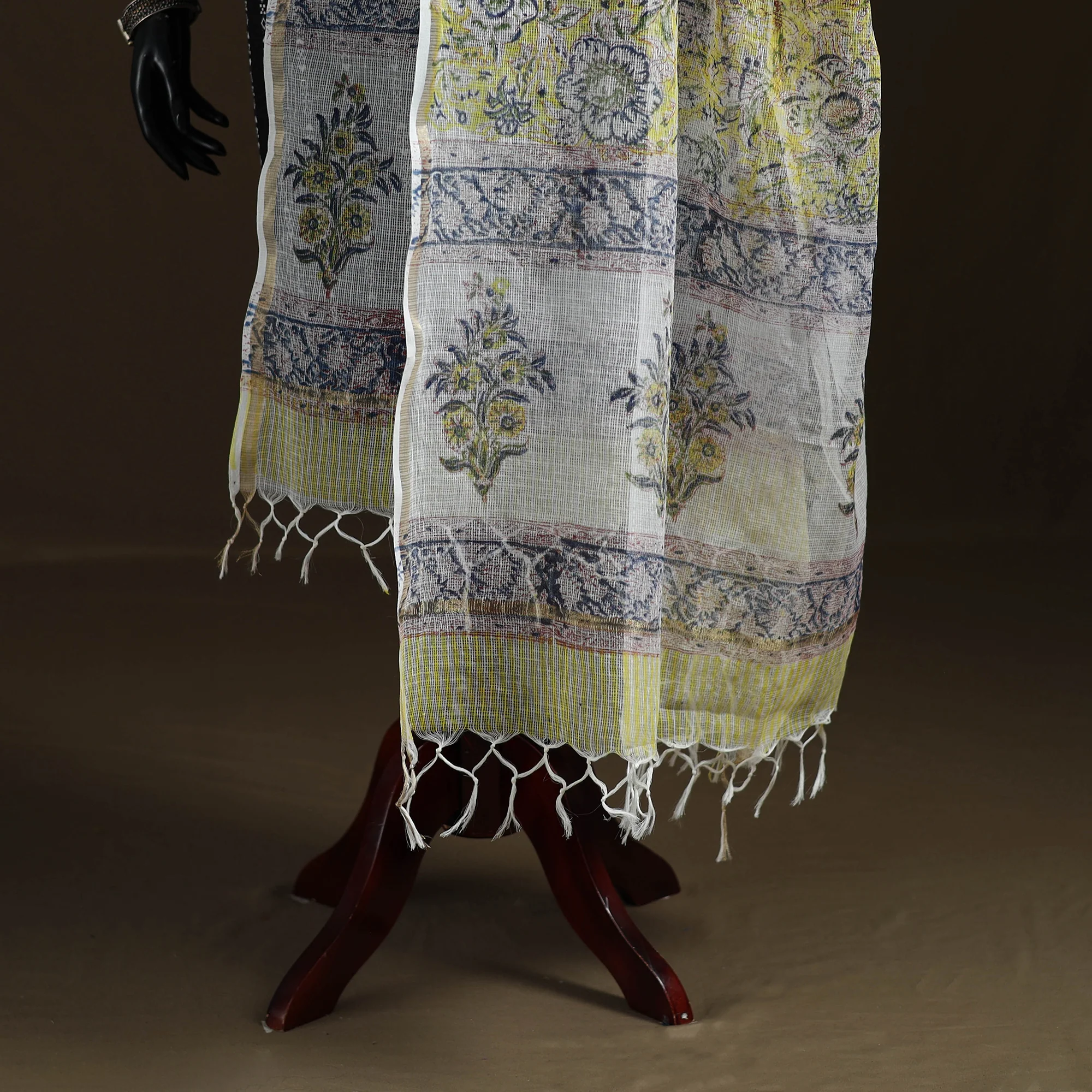 Sanganeri Hand Block Print Kota Doria Cotton Dupatta 64 - Image 4