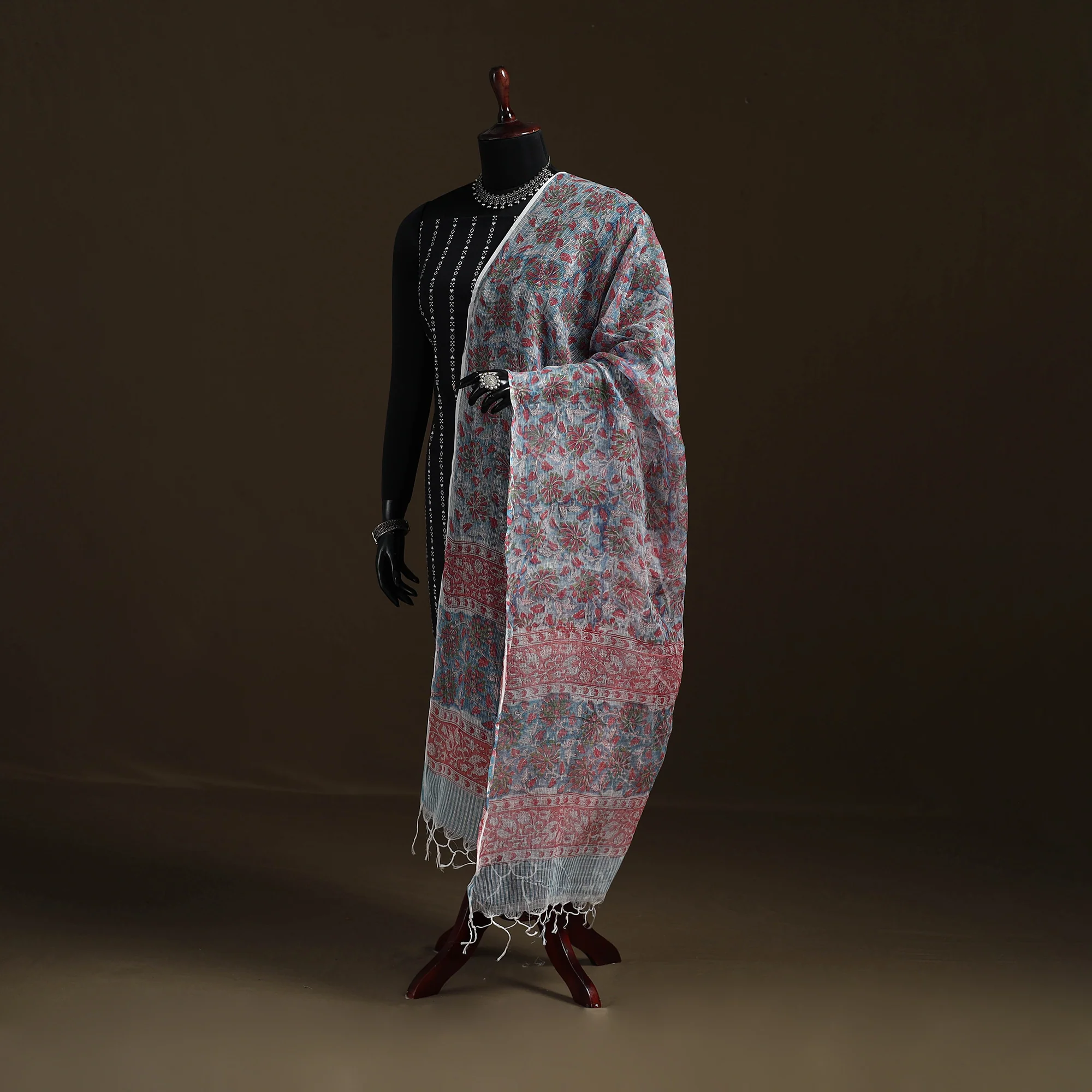Sanganeri Hand Block Print Kota Doria Cotton Dupatta 65