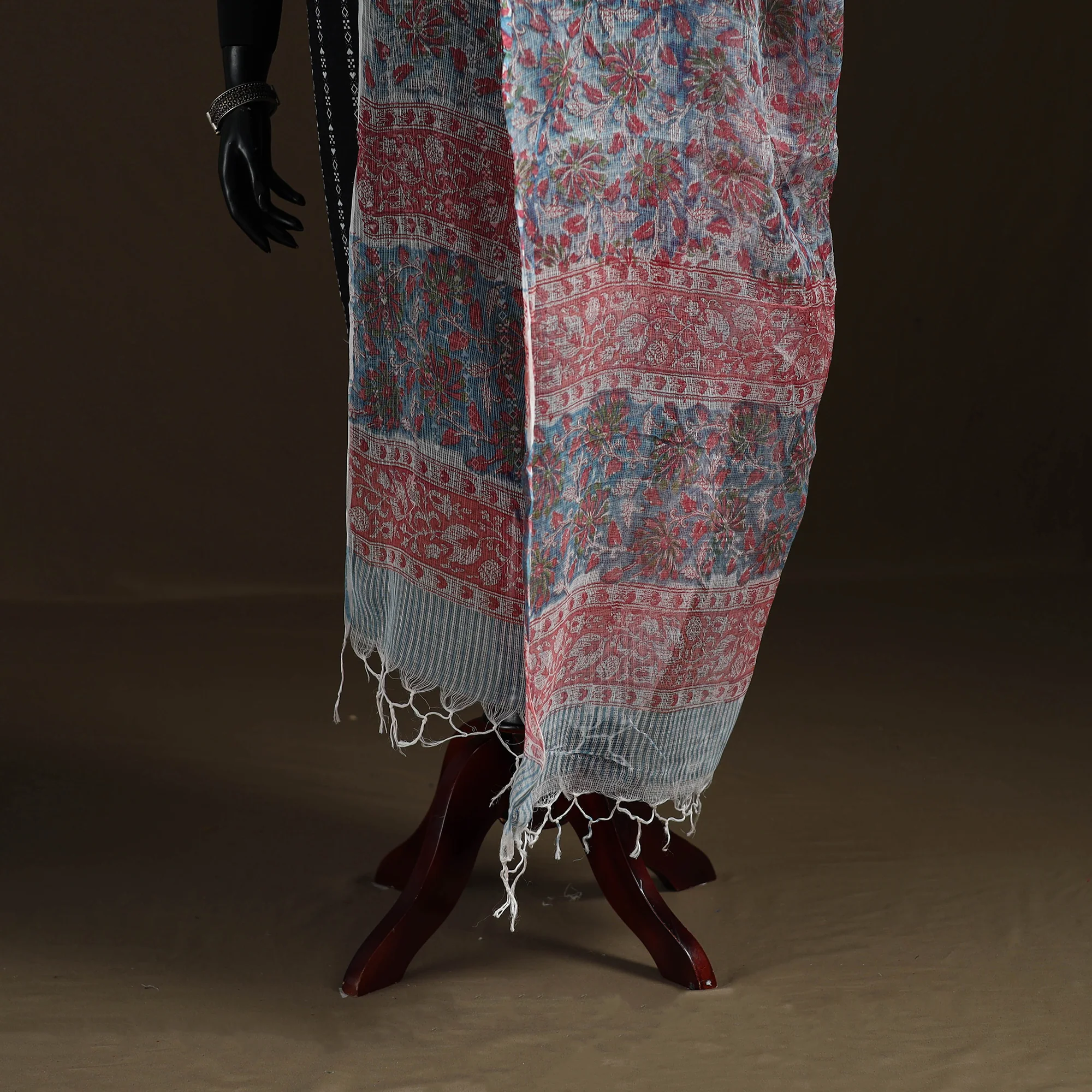 Sanganeri Hand Block Print Kota Doria Cotton Dupatta 65 - Image 4