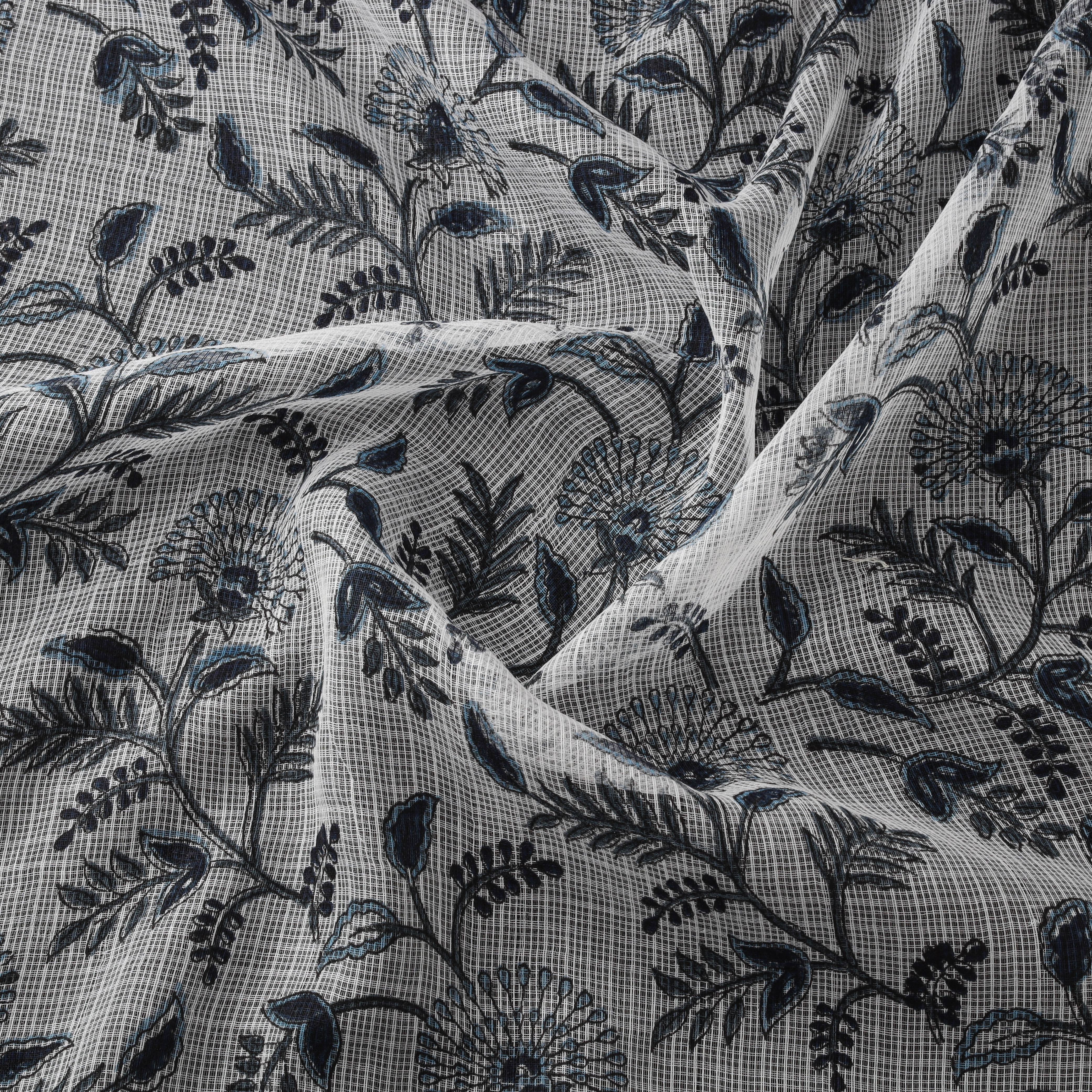 Sanganeri Hand Block Print Kota Doria Cotton Fabric 02 - Image 3