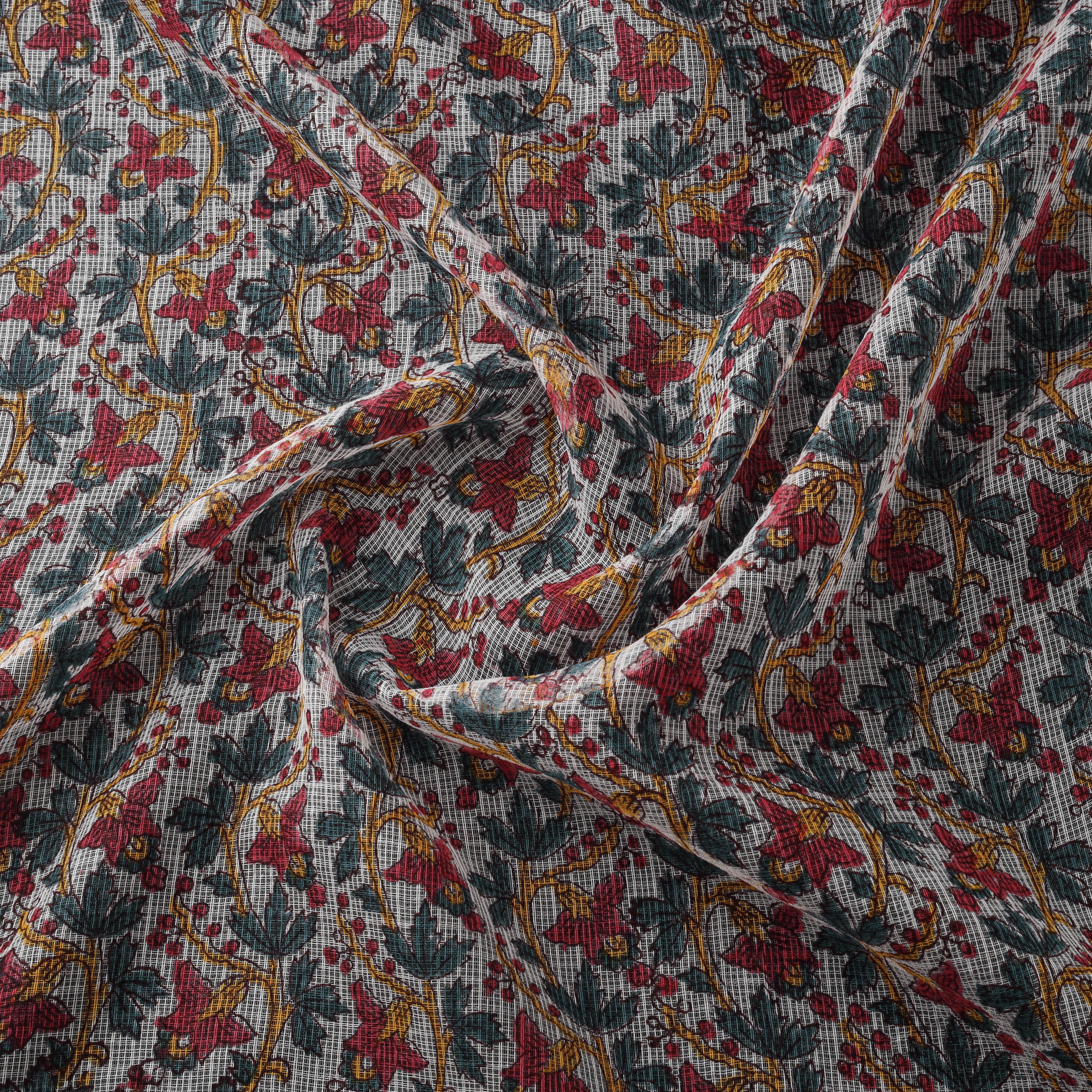 Sanganeri Hand Block Print Kota Doria Cotton Fabric 03 - Image 3