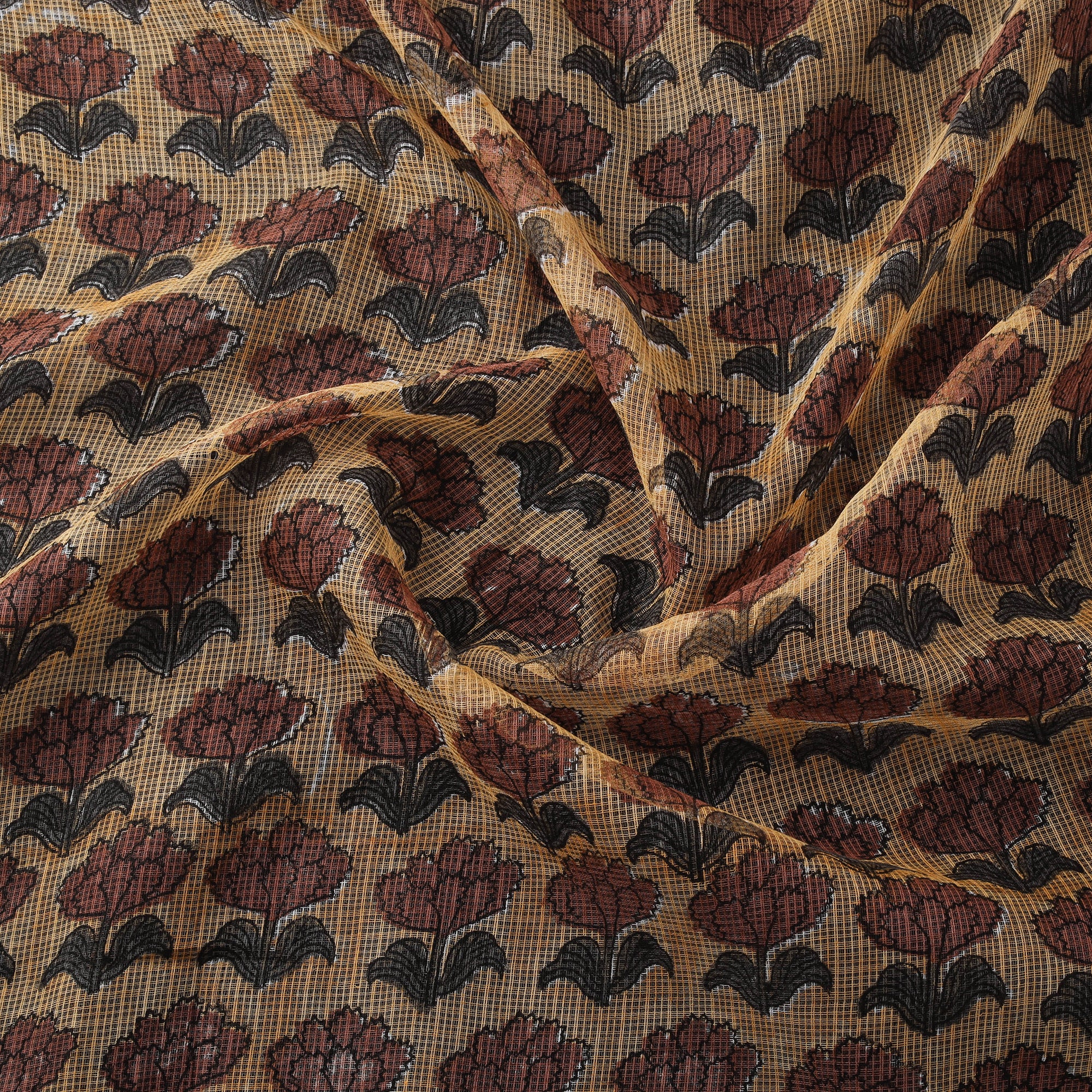 Sanganeri Hand Block Print Kota Doria Cotton Fabric 04 - Image 3