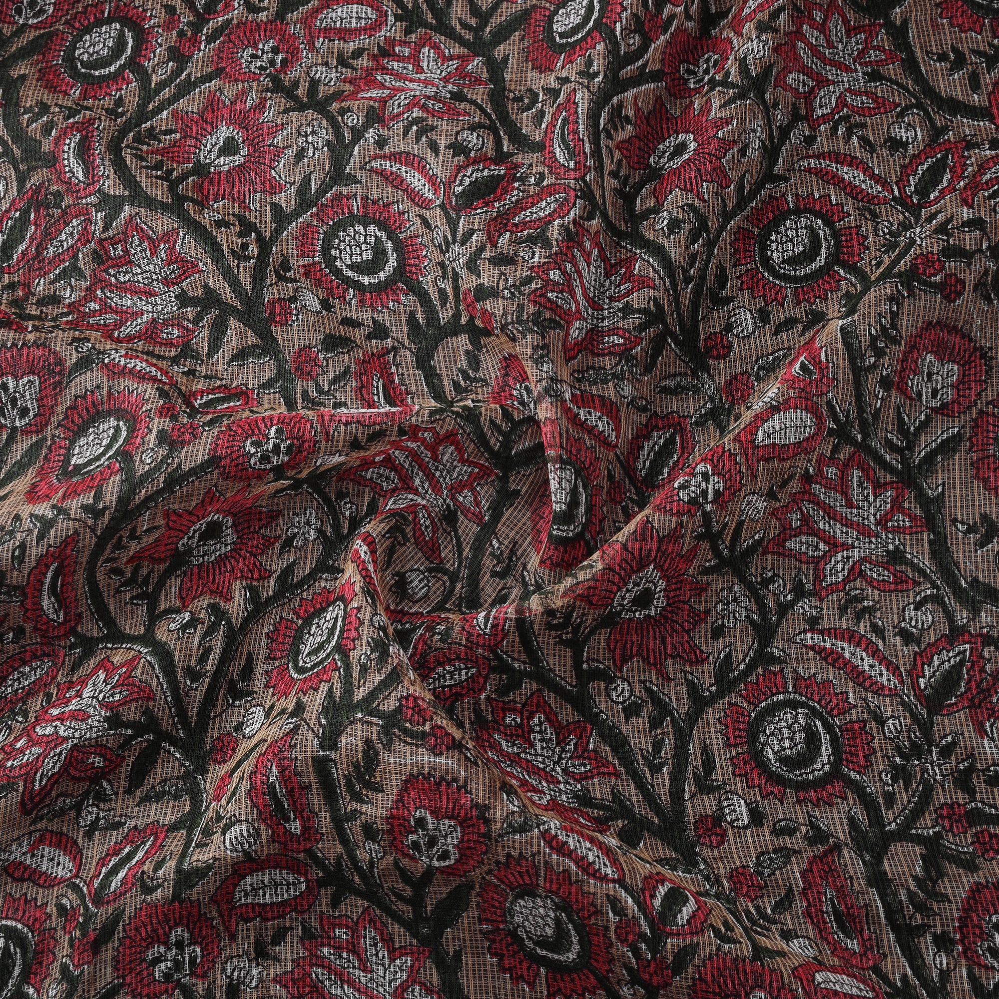 Sanganeri Hand Block Print Kota Doria Cotton Fabric 05 - Image 3
