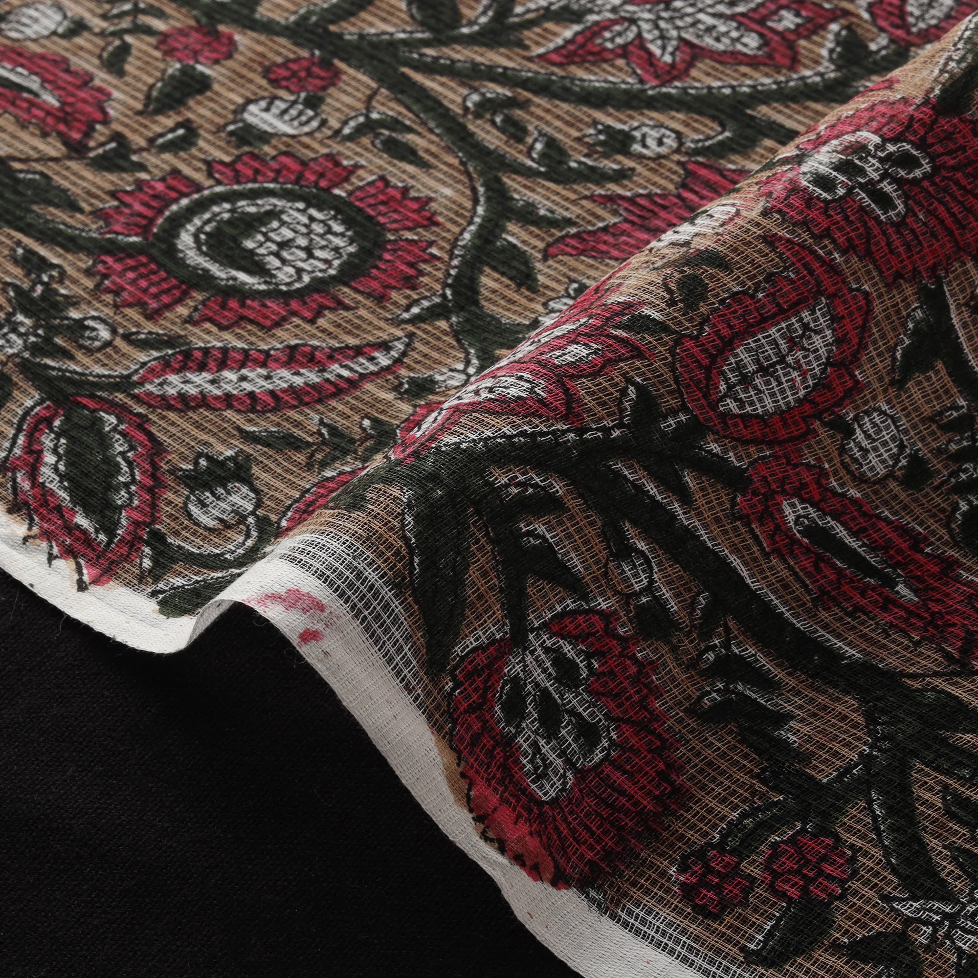 Sanganeri Hand Block Print Kota Doria Cotton Fabric 05 - Image 4