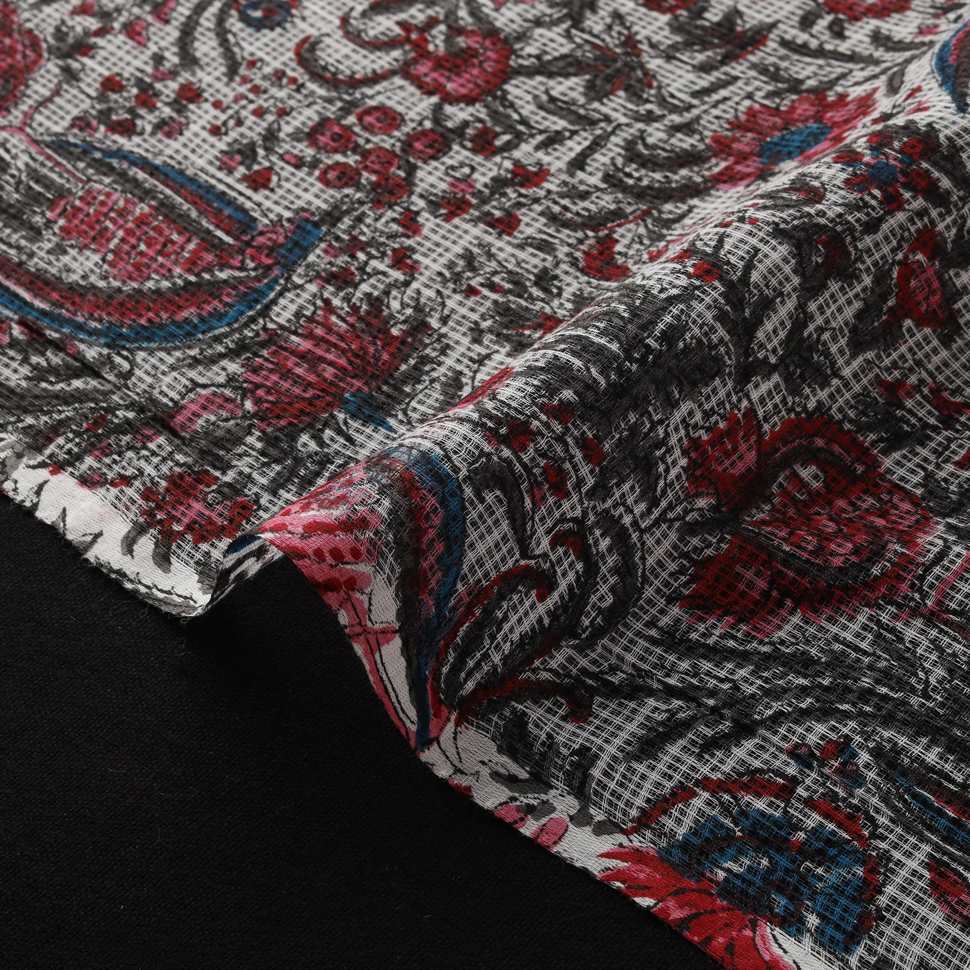 Sanganeri Hand Block Print Kota Doria Cotton Fabric 06 - Image 4