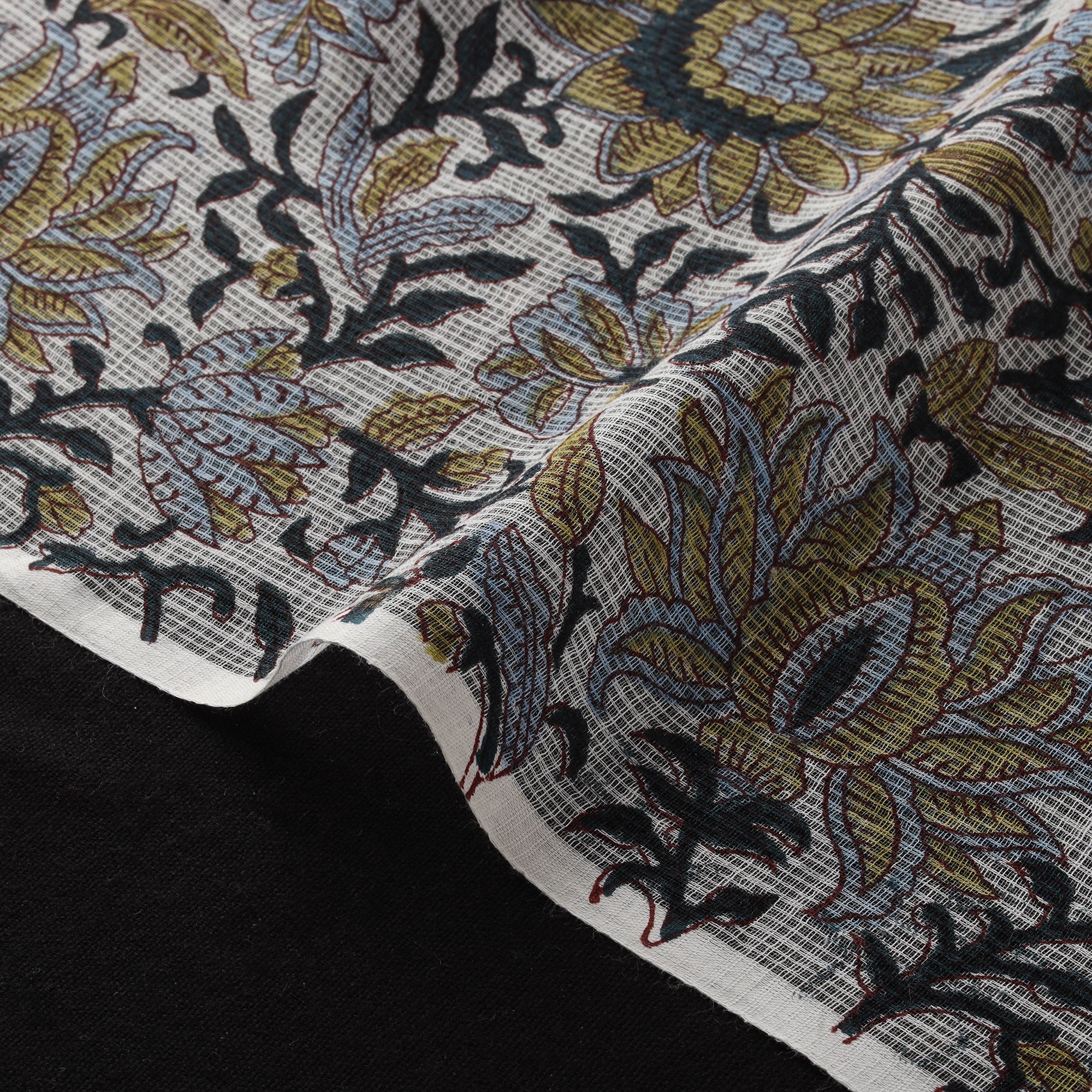 Sanganeri Hand Block Print Kota Doria Cotton Fabric 08 - Image 4