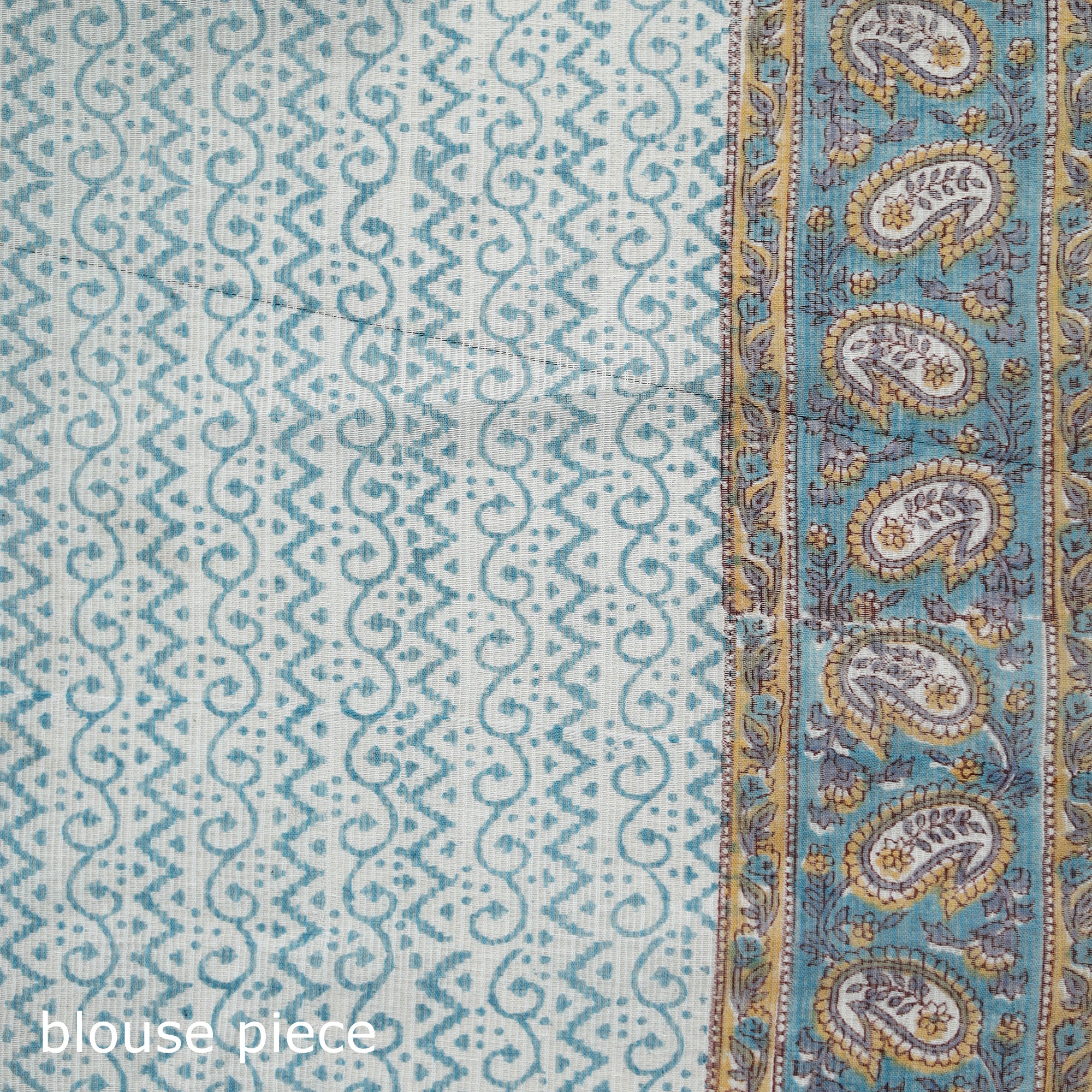 Sanganeri Hand Block Print Kota Doria Cotton Saree 37 - Image 5