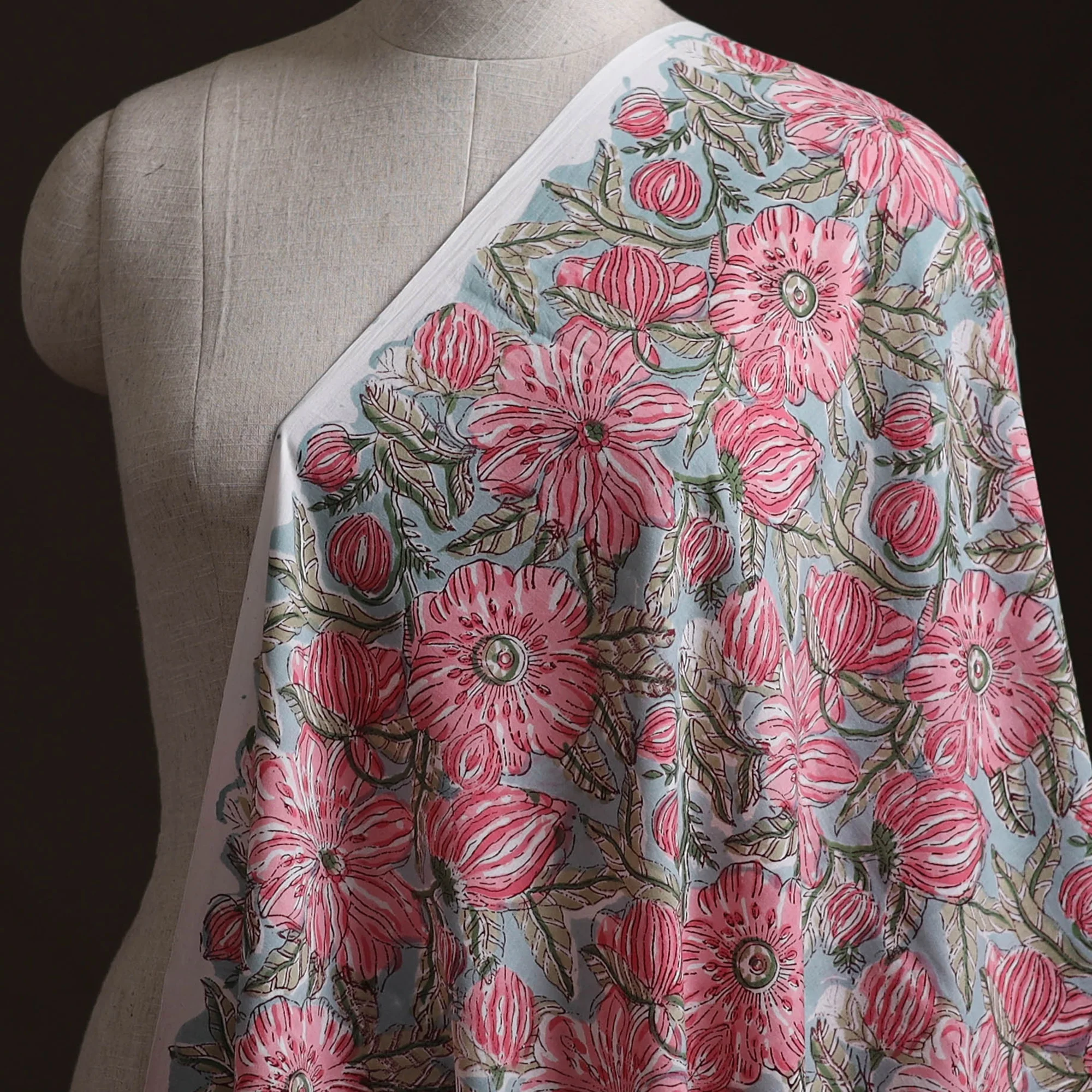 Sanganeri Hand Block Print Pure Cotton Fabric 02 - Image 2