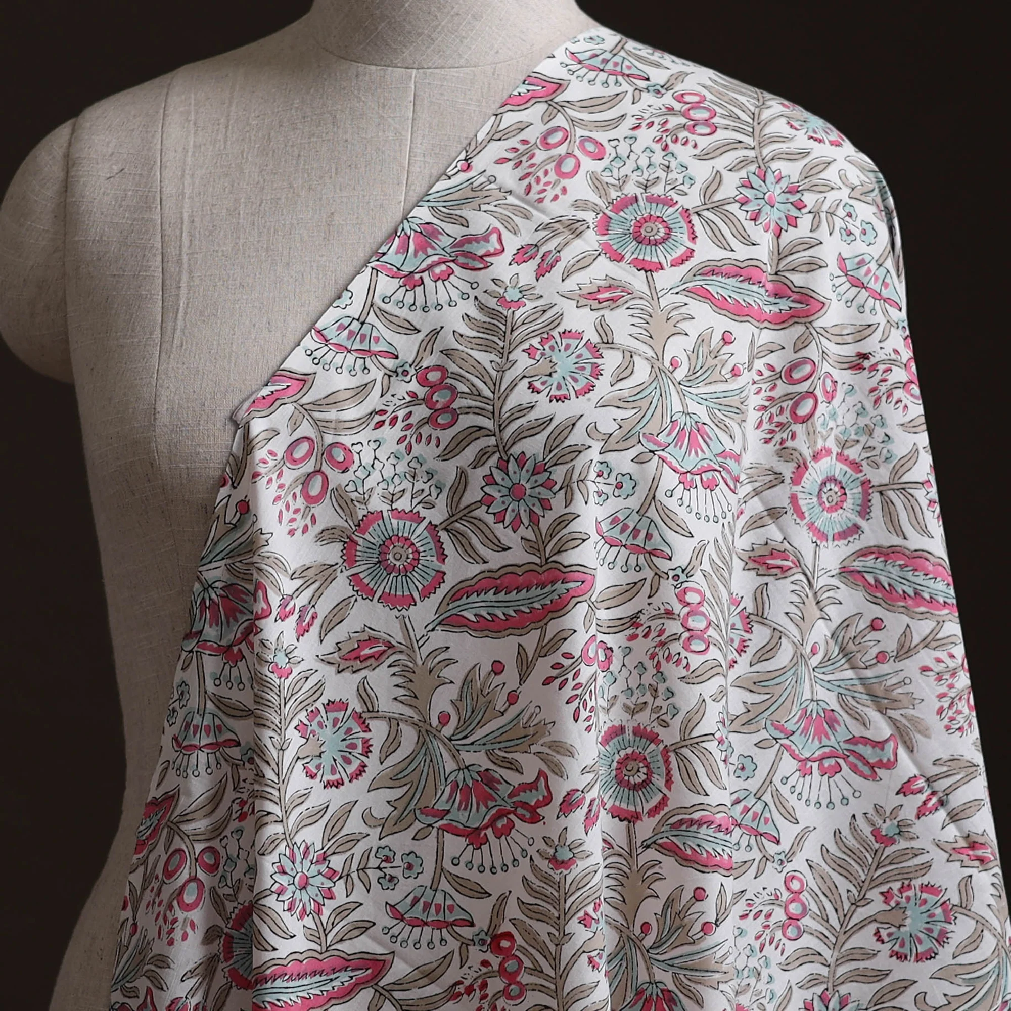 Sanganeri Hand Block Print Pure Cotton Fabric 04 - Image 2