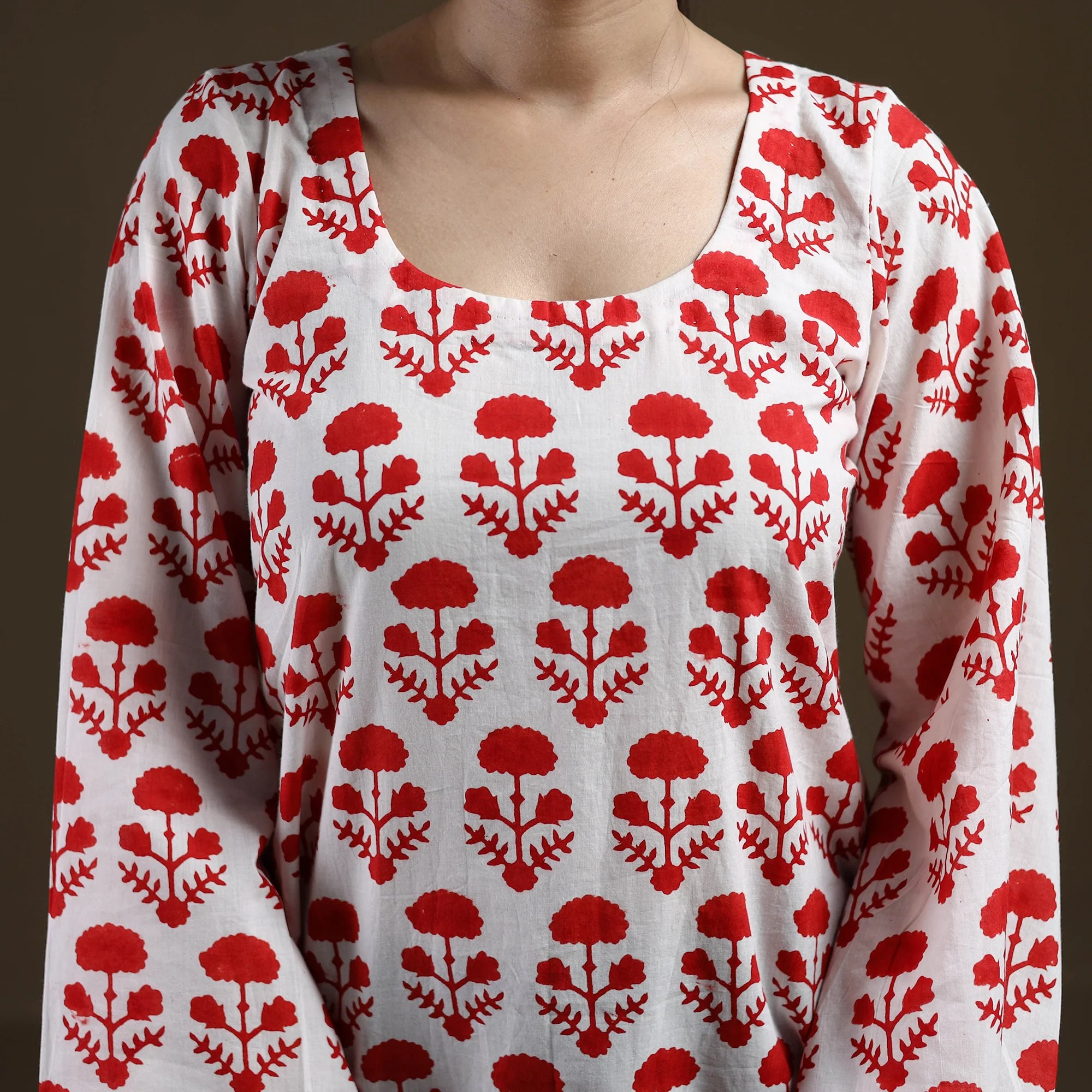 White - Sanganeri Hand Block Print Pure Mul Cotton Short Kurta for women 06 - Image 5