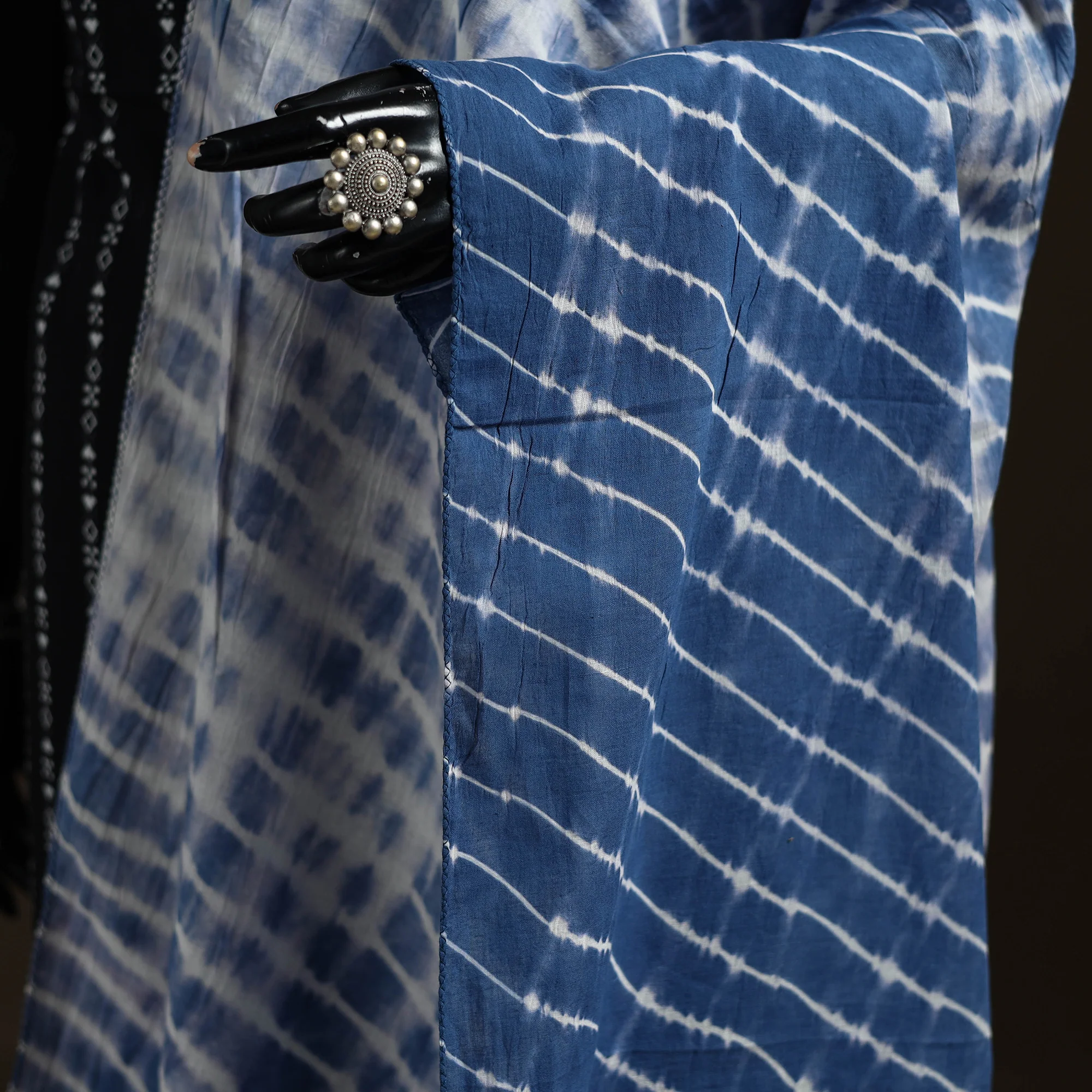 Shibori Tie-Dye Cotton Dupatta with Tassels 04 - Image 3
