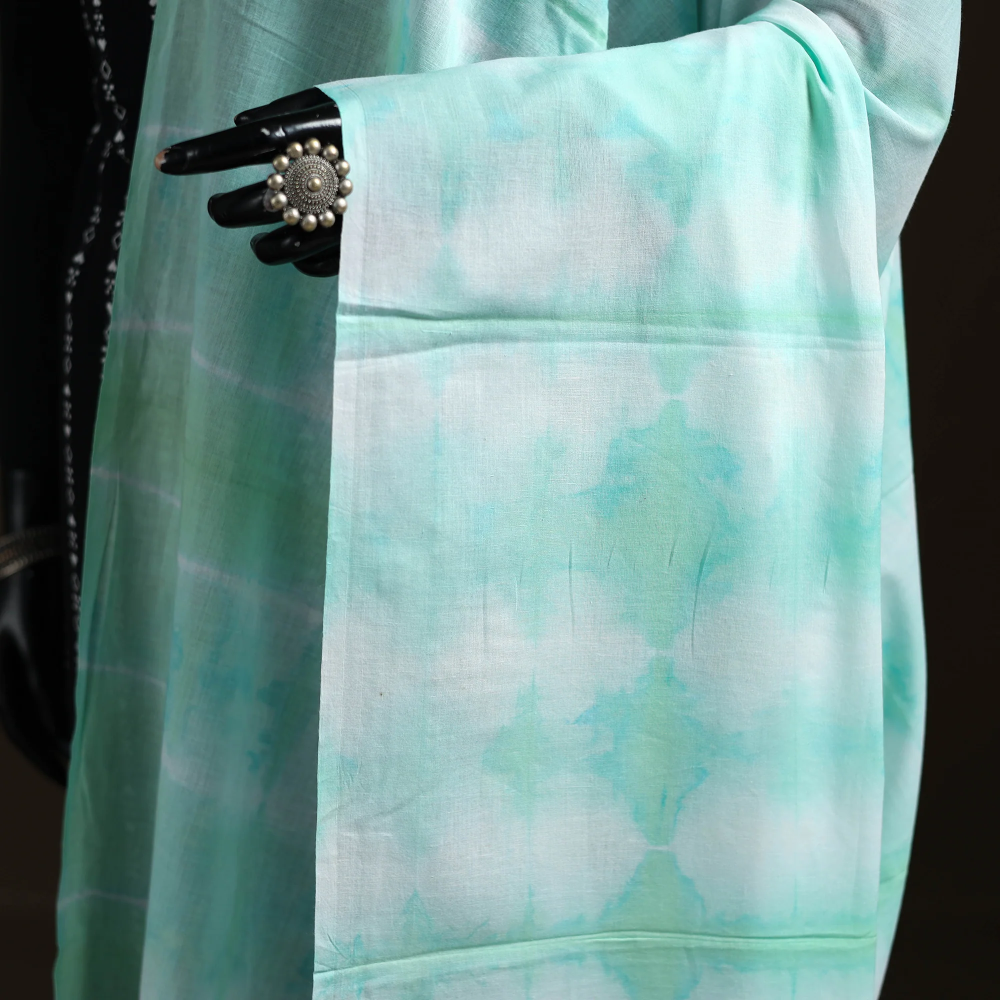 Shibori Tie-Dye Cotton Dupatta with Tassels 05 - Image 3