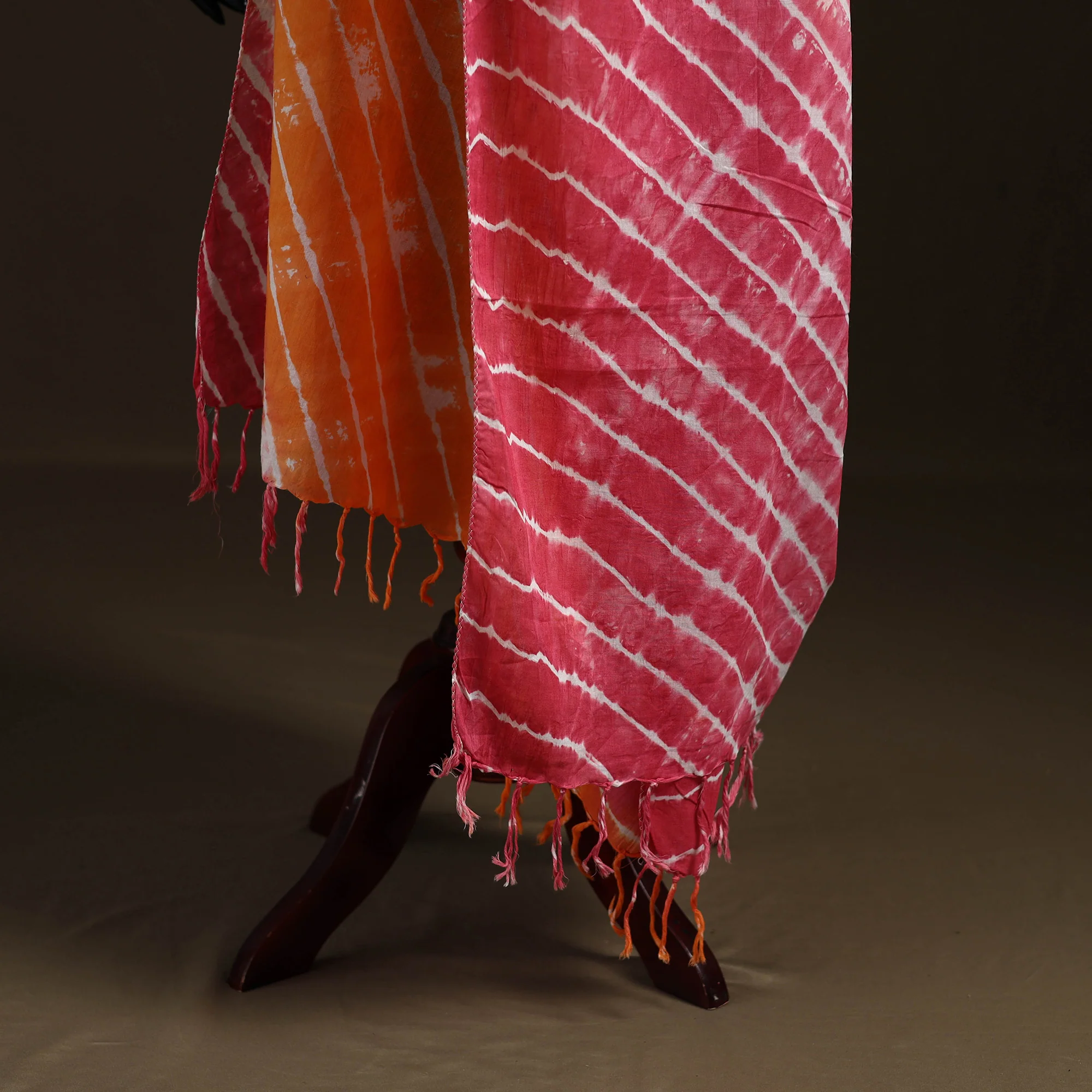 Shibori Tie-Dye Cotton Dupatta with Tassels 07 - Image 4