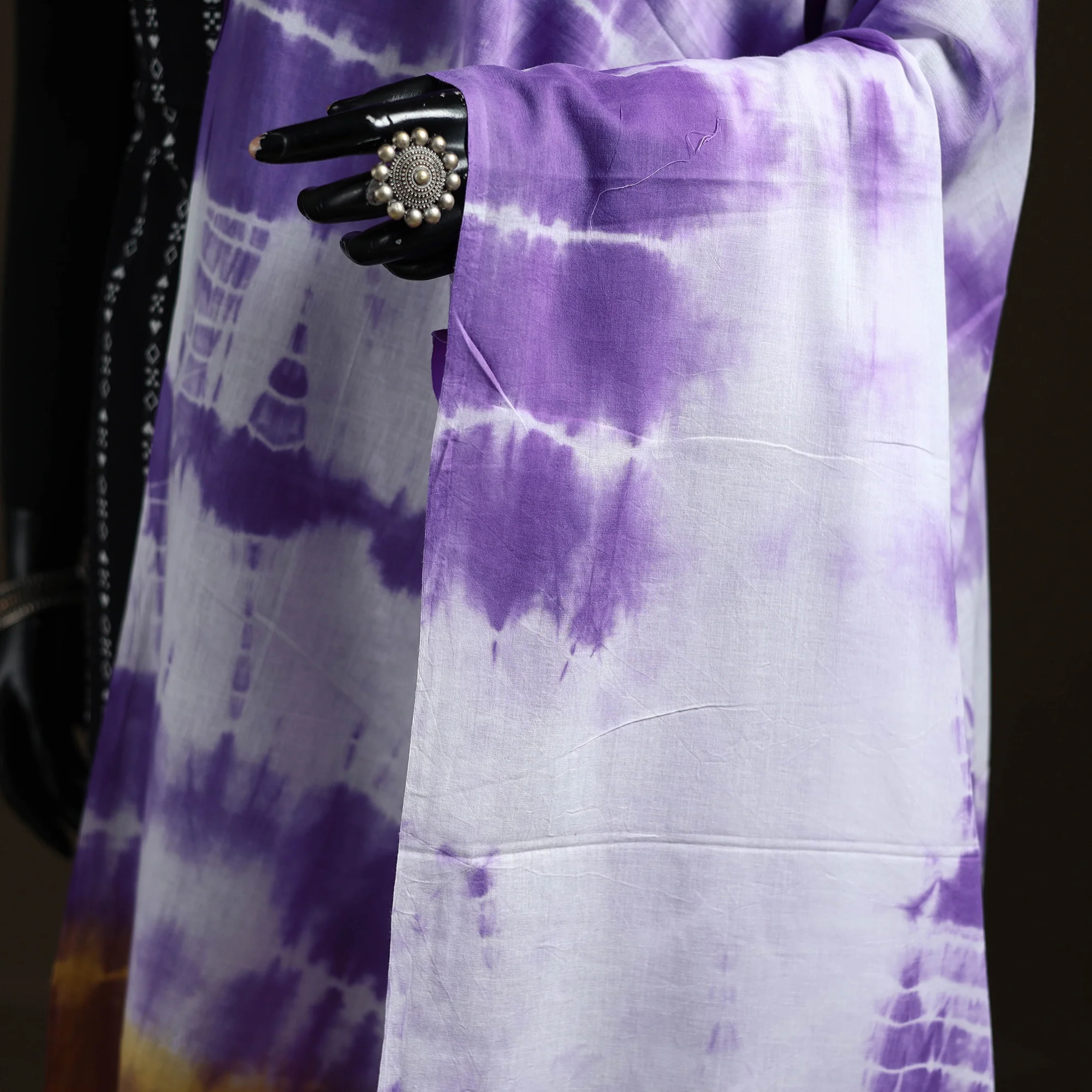 Shibori Tie-Dye Cotton Dupatta with Tassels 09 - Image 3