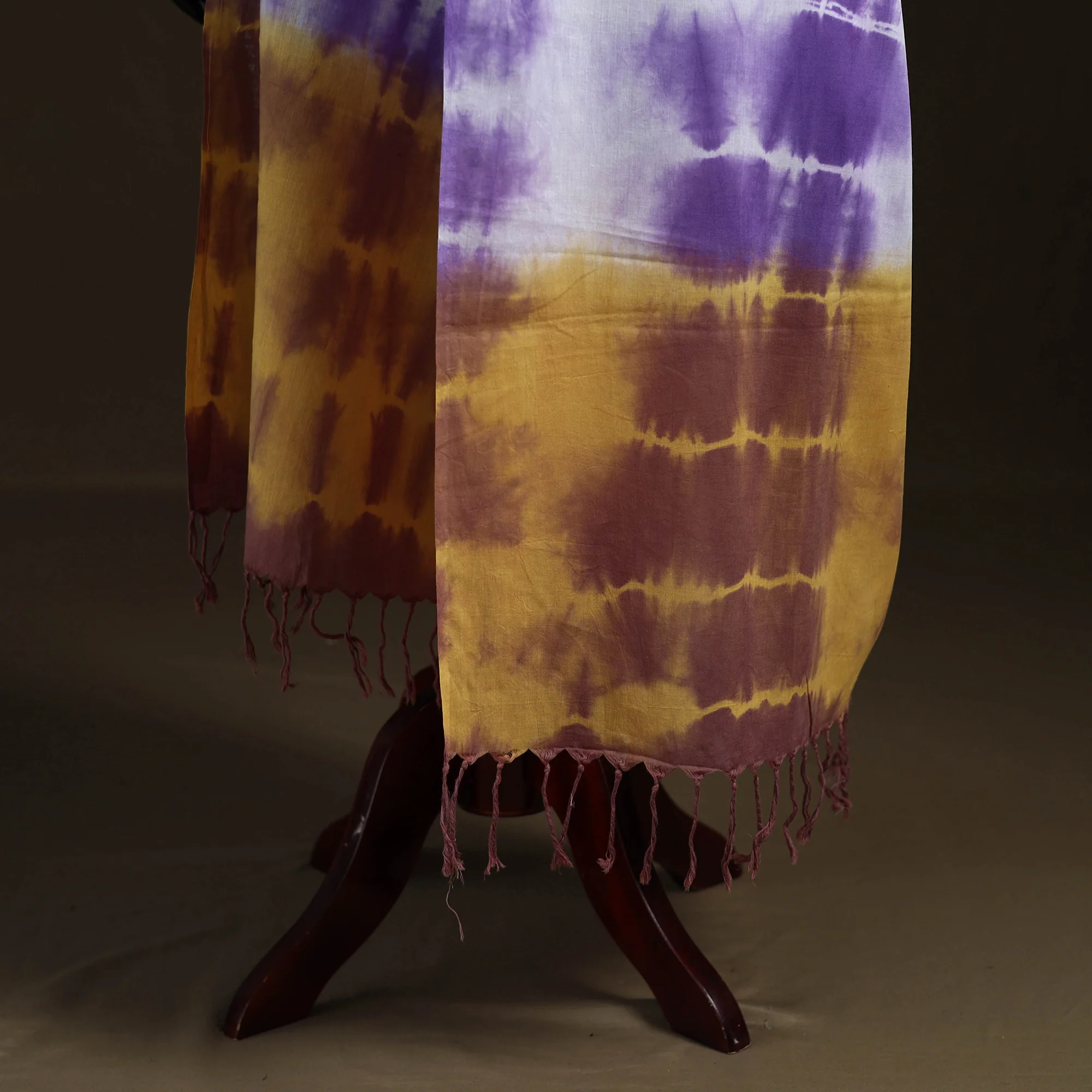 Shibori Tie-Dye Cotton Dupatta with Tassels 09 - Image 4