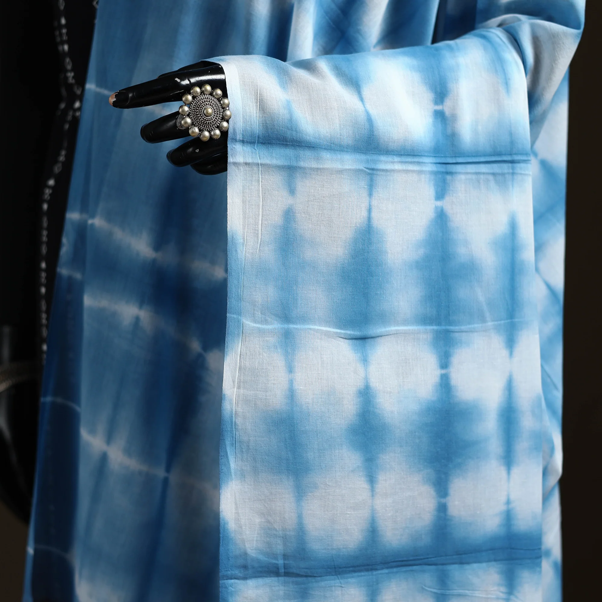 Shibori Tie-Dye Cotton Dupatta with Tassels 10 - Image 3