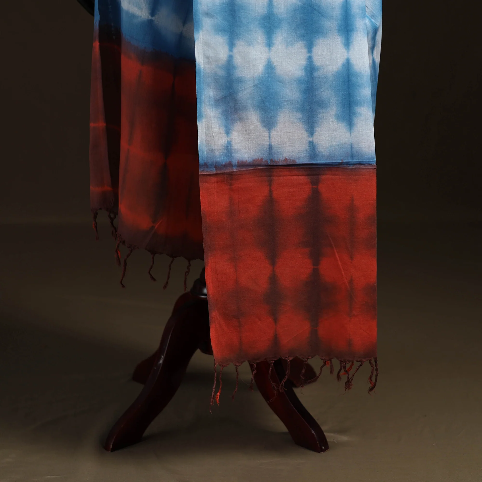 Shibori Tie-Dye Cotton Dupatta with Tassels 10 - Image 4
