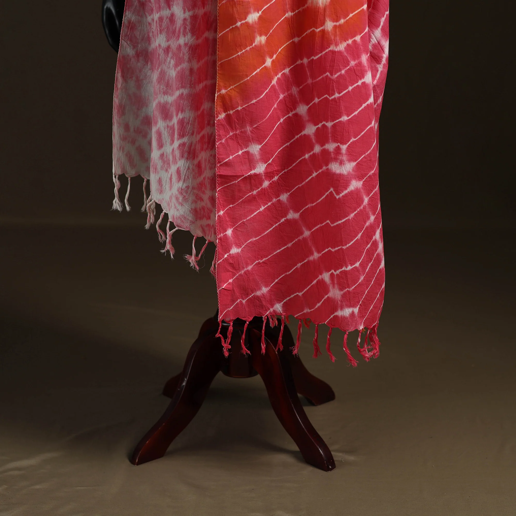 Shibori Tie-Dye Cotton Dupatta with Tassels 11 - Image 4