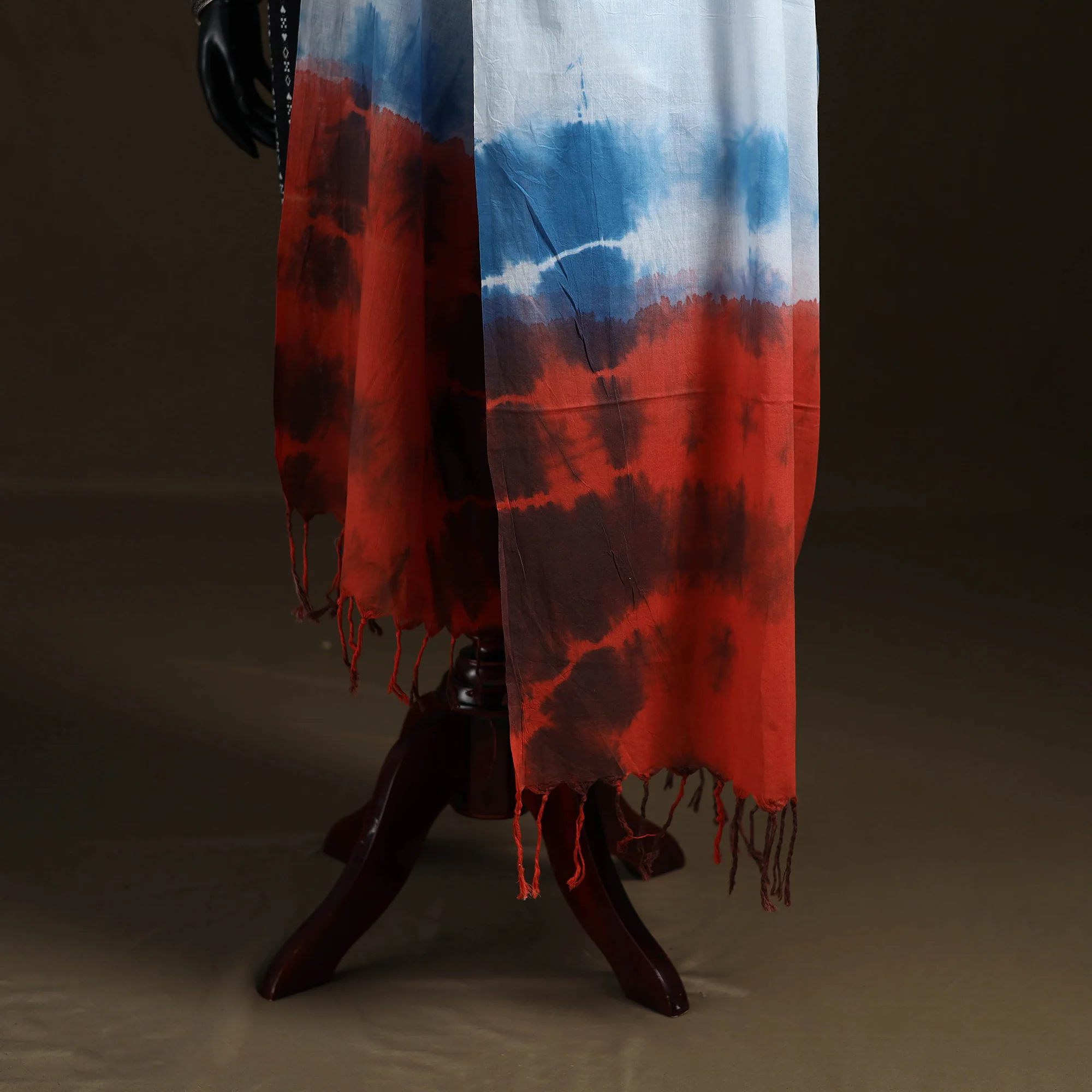 Shibori Tie-Dye Cotton Dupatta with Tassels 13 - Image 4