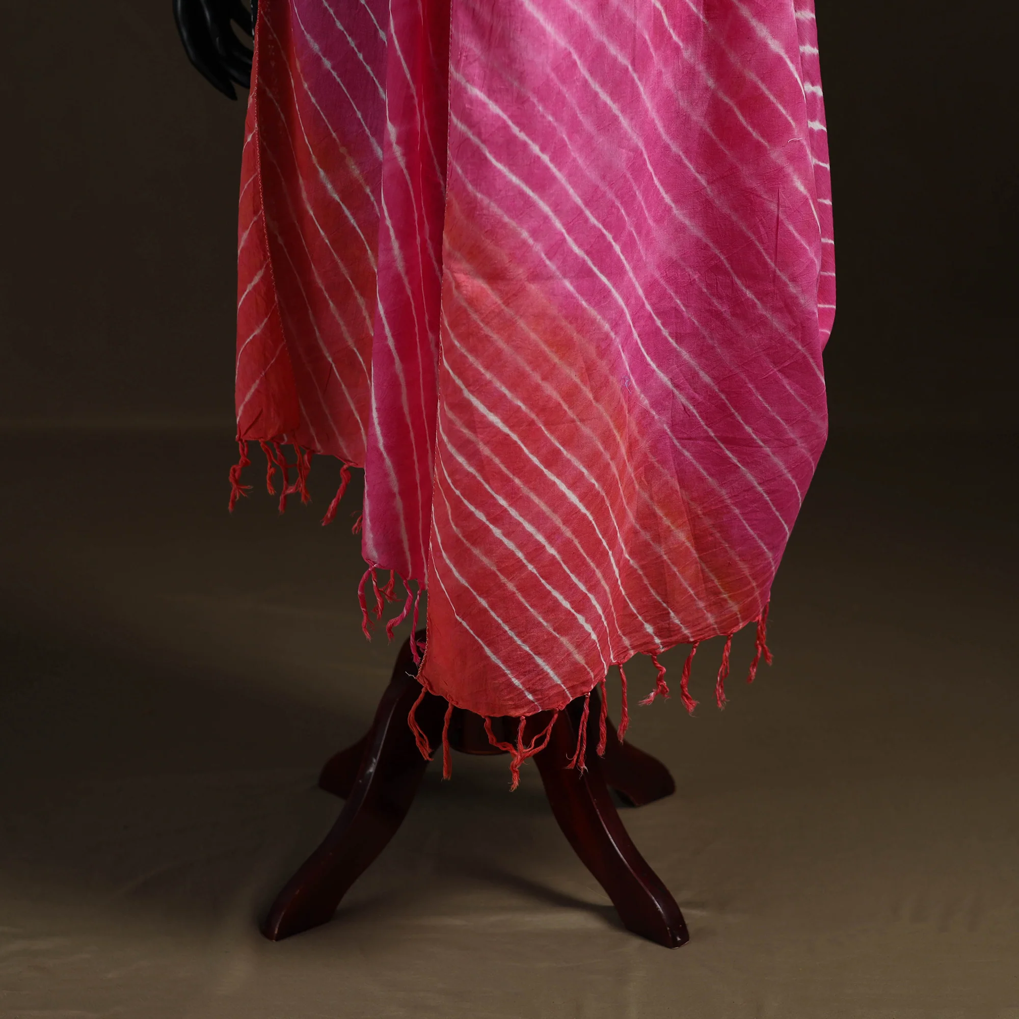 Shibori Tie-Dye Cotton Dupatta with Tassels 14 - Image 4