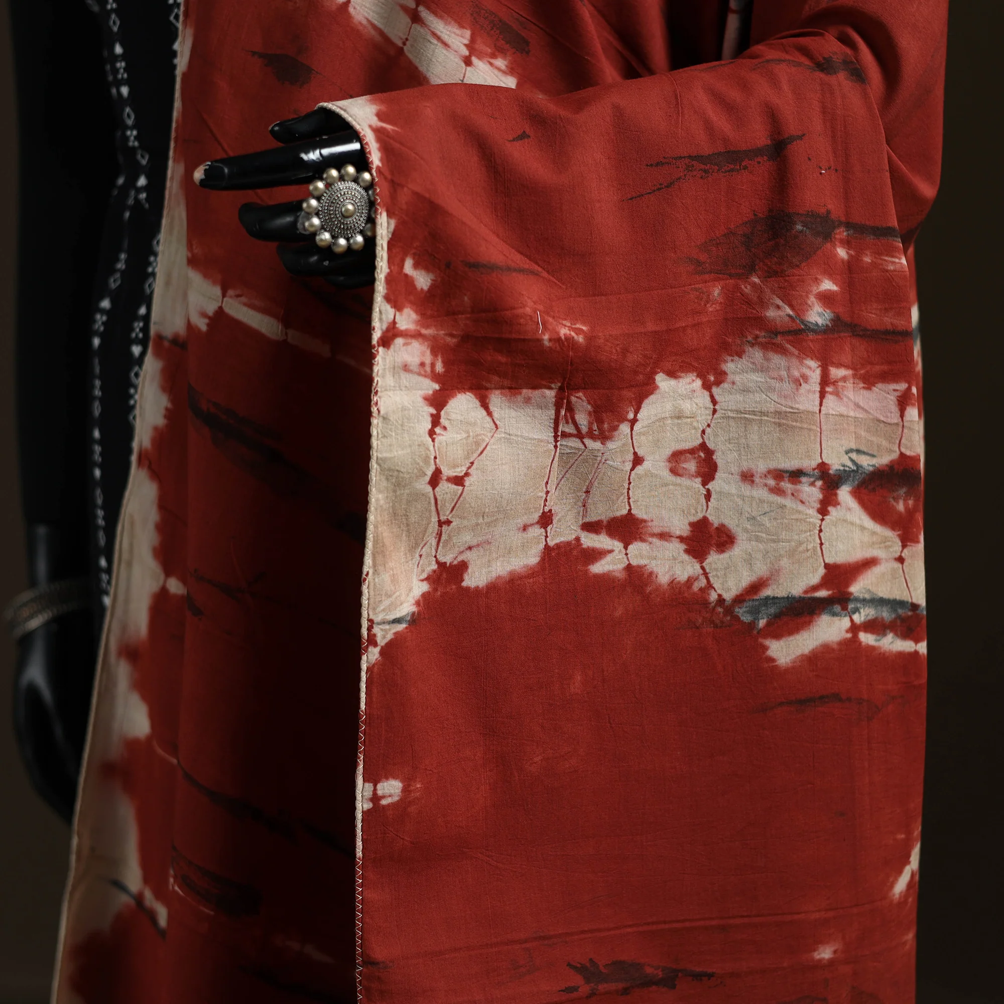 Shibori Tie-Dye Cotton Dupatta with Tassels 16 - Image 3