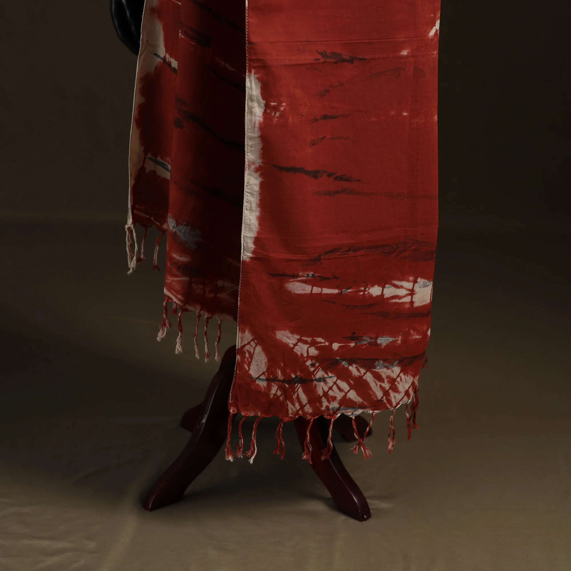 Shibori Tie-Dye Cotton Dupatta with Tassels 16 - Image 4