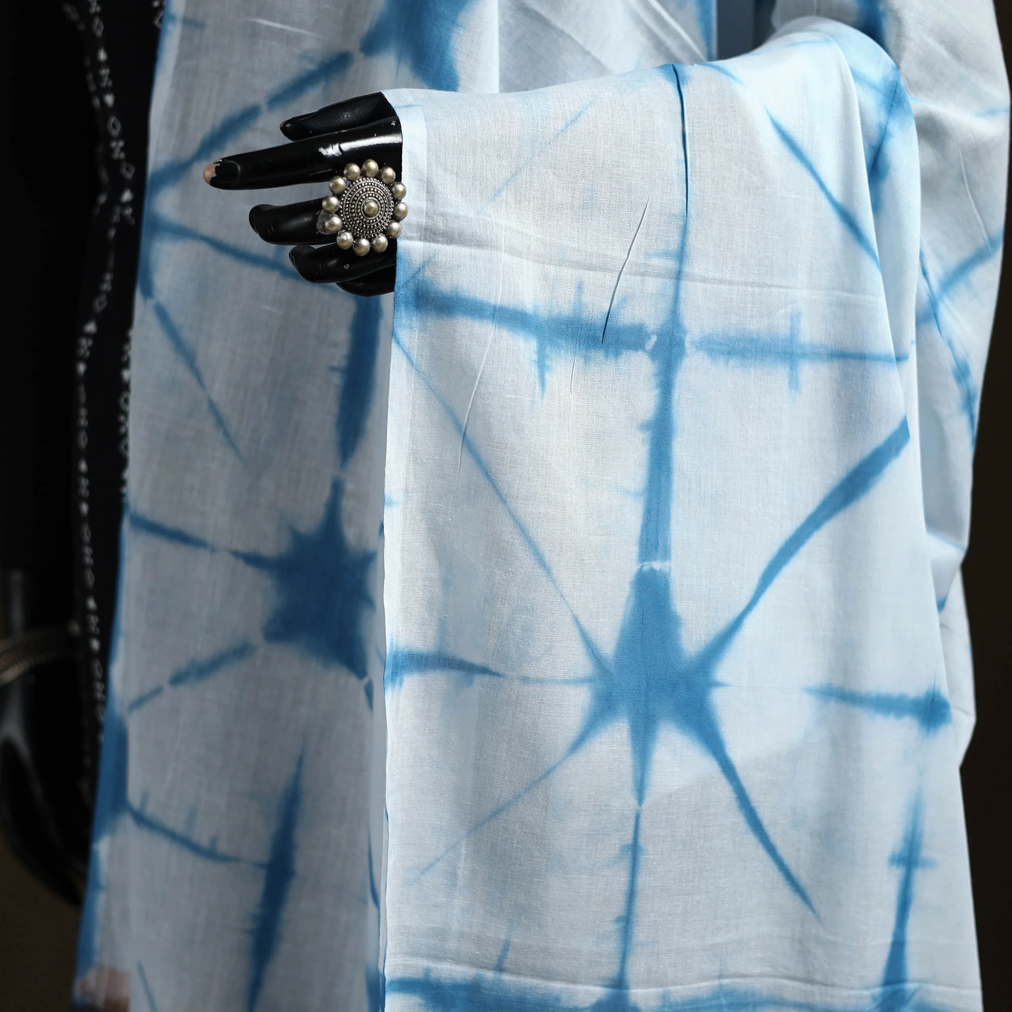 Shibori Tie-Dye Cotton Dupatta with Tassels 18 - Image 3