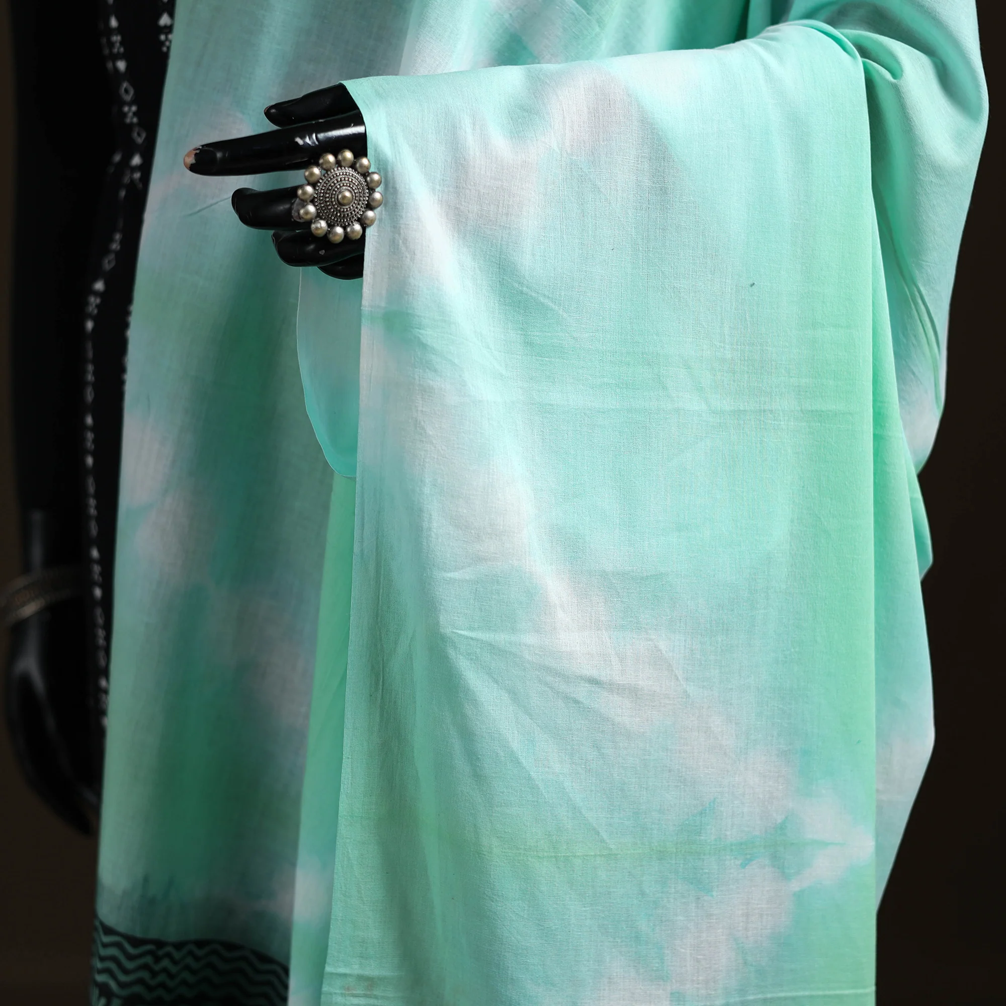 Shibori Tie-Dye Cotton Dupatta with Tassels 19 - Image 3