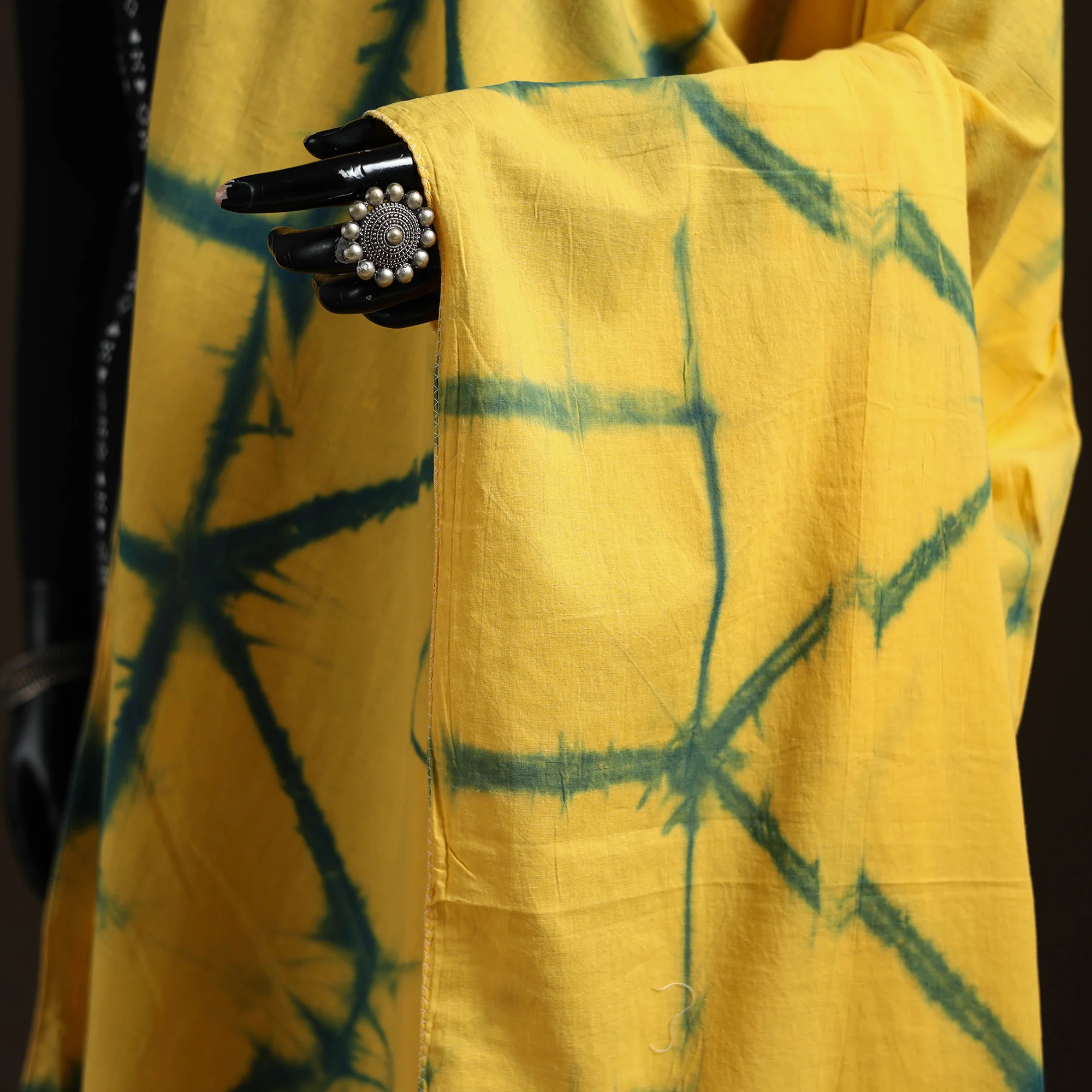 Shibori Tie-Dye Cotton Dupatta with Tassels 20 - Image 3