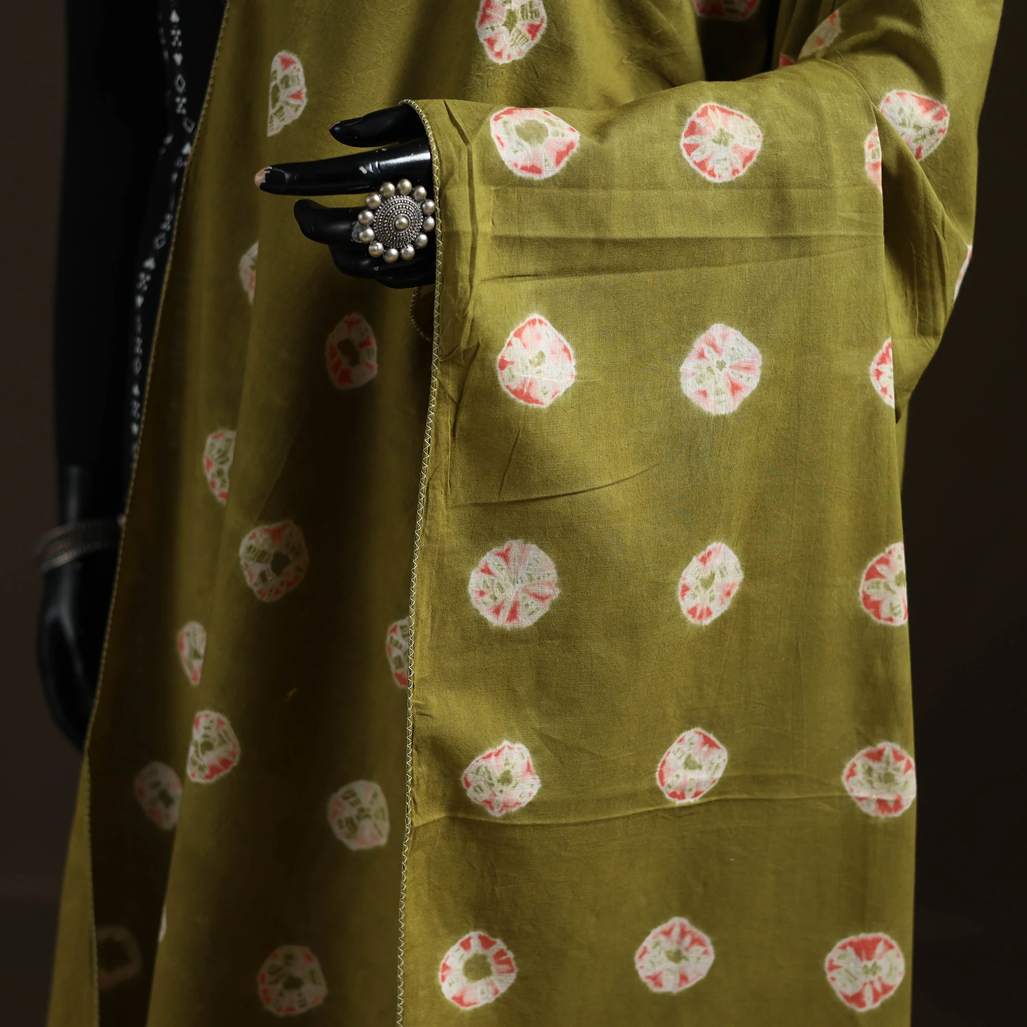 Shibori Tie-Dye Cotton Dupatta with Tassels 22 - Image 3