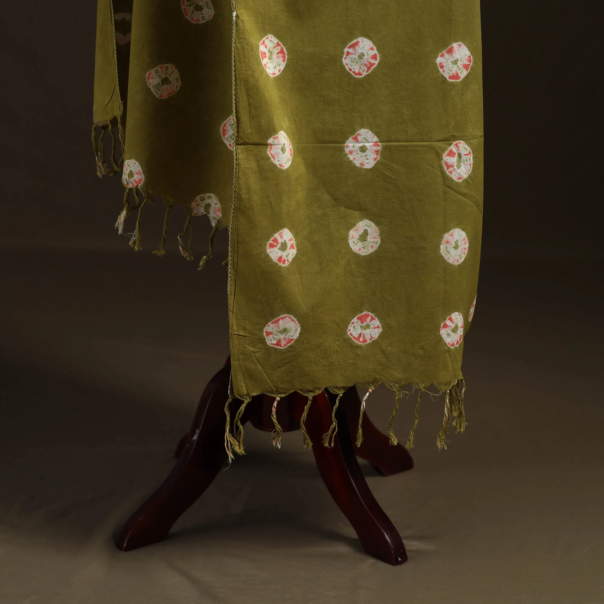 Shibori Tie-Dye Cotton Dupatta with Tassels 22 - Image 4