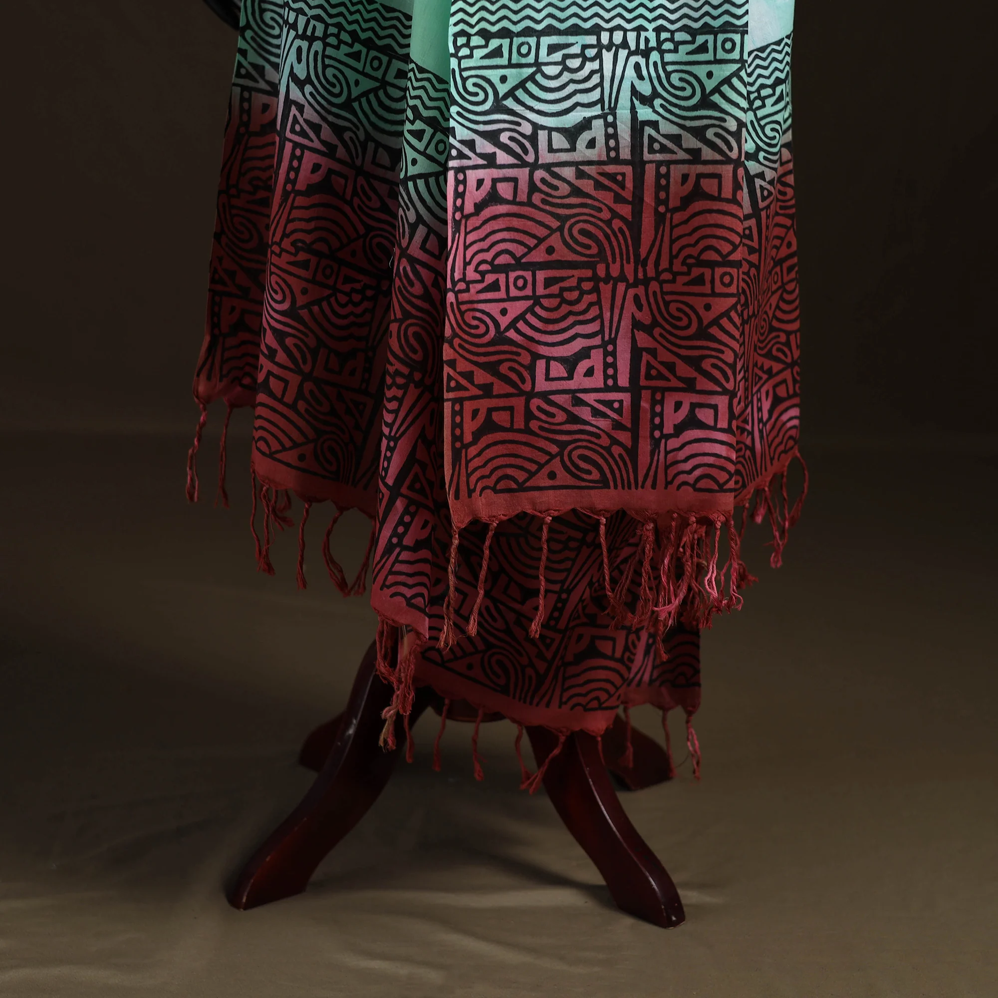 Shibori Tie-Dye Cotton Dupatta with Tassels 24 - Image 4
