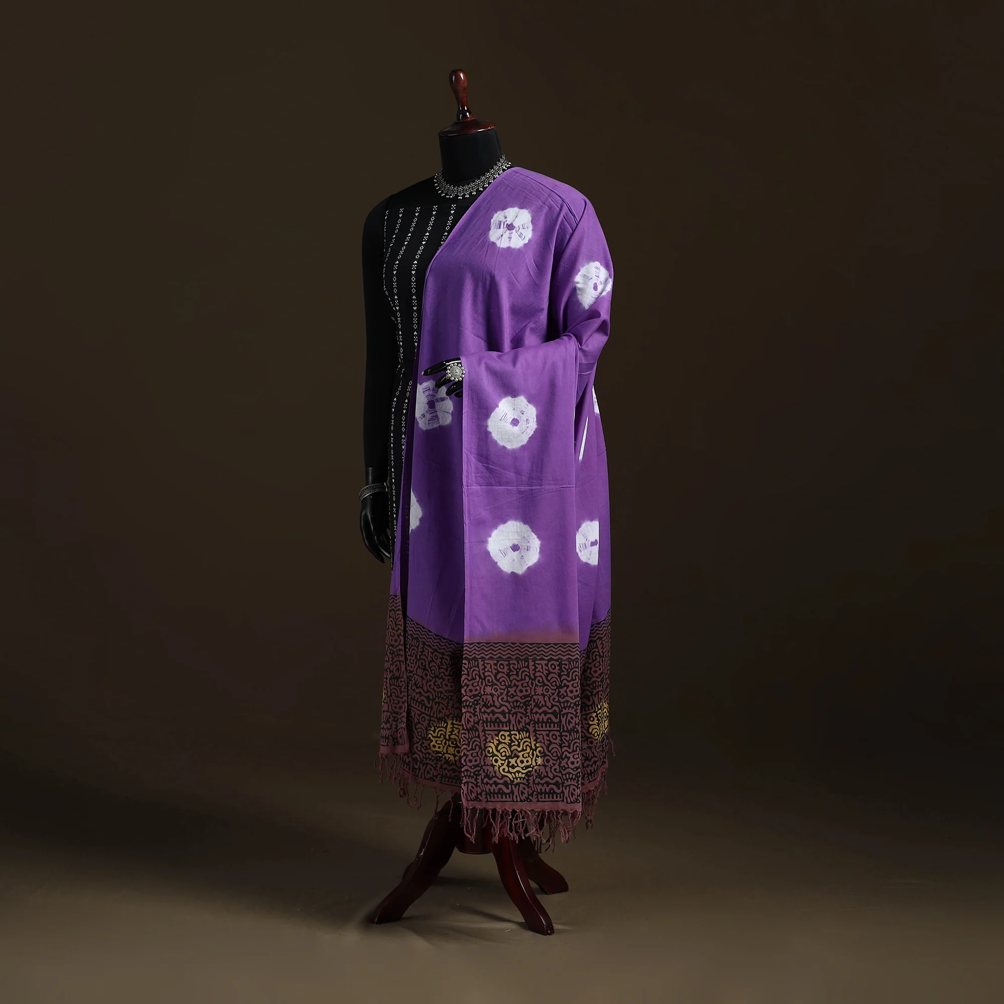 Shibori Tie-Dye Cotton Dupatta with Tassels 25