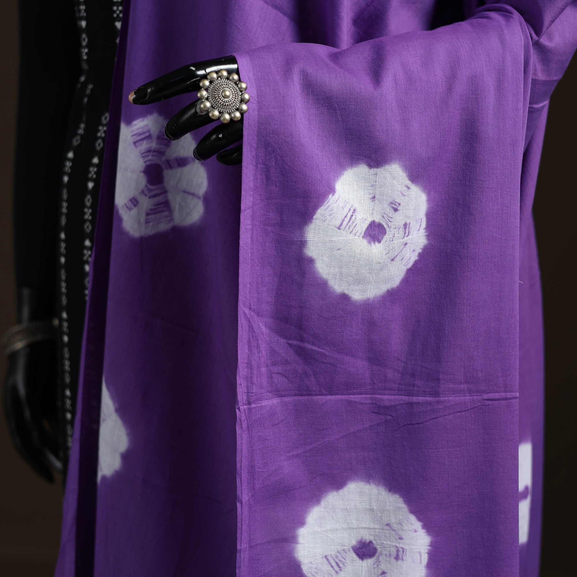 Shibori Tie-Dye Cotton Dupatta with Tassels 25 - Image 3