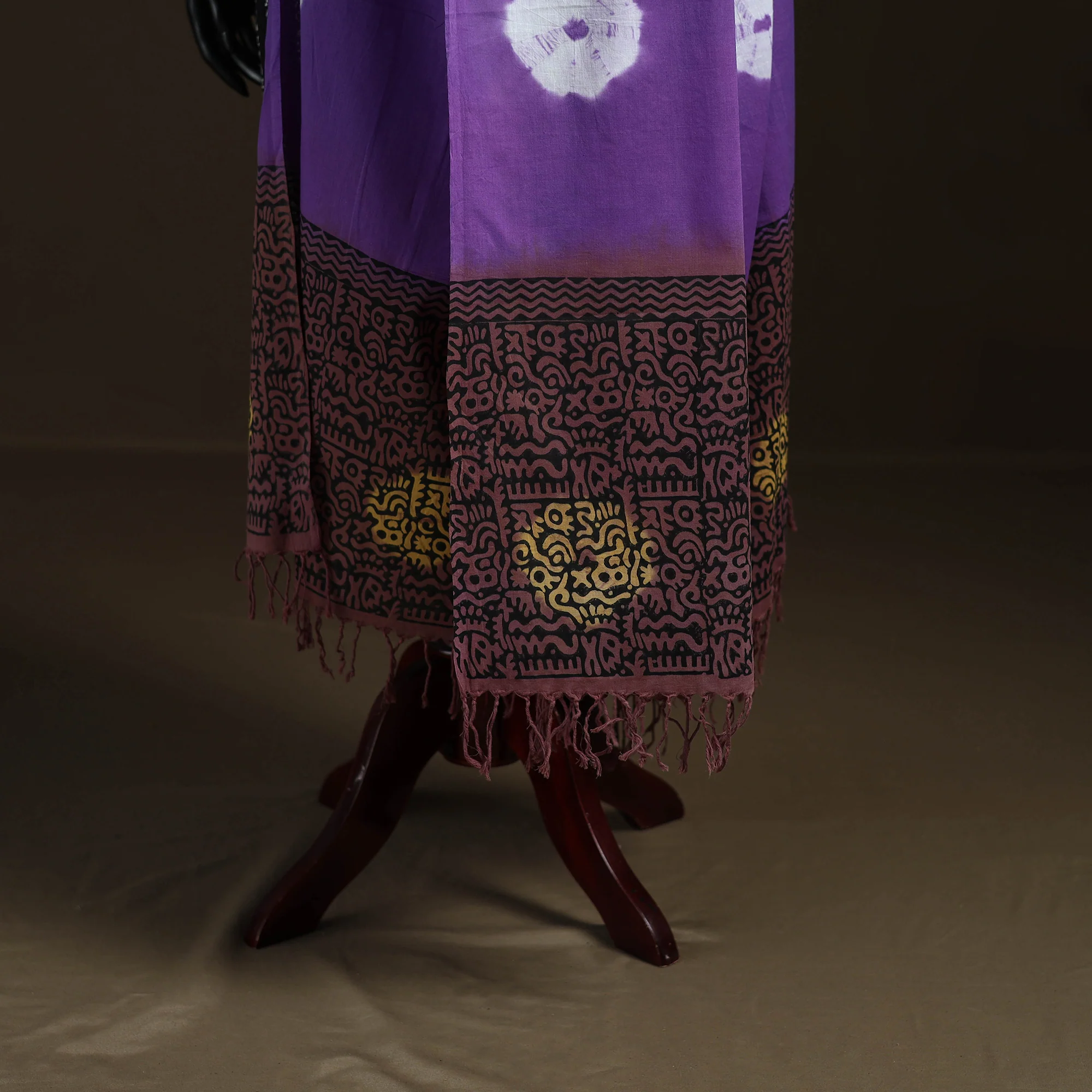 Shibori Tie-Dye Cotton Dupatta with Tassels 25 - Image 4