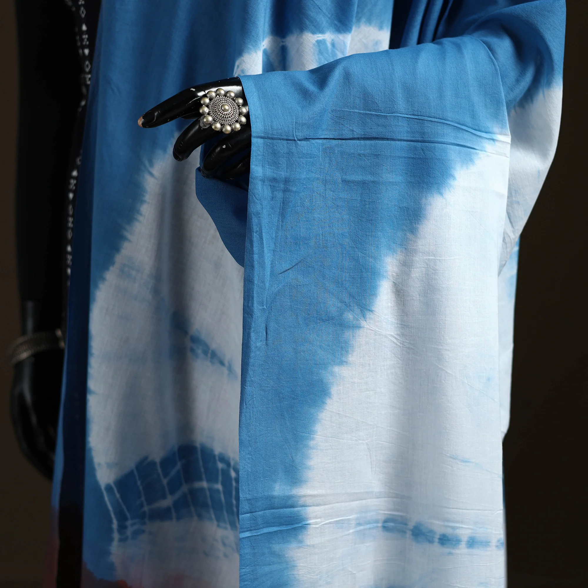 Shibori Tie-Dye Cotton Dupatta with Tassels 26 - Image 3